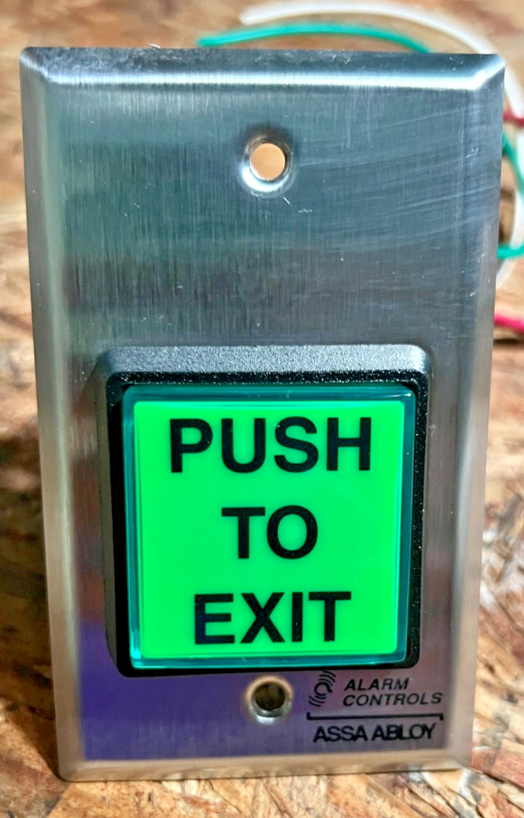 Alarm Controls TS-2 “PUSH TO EXIT” – Single Gang – Stainless Steel