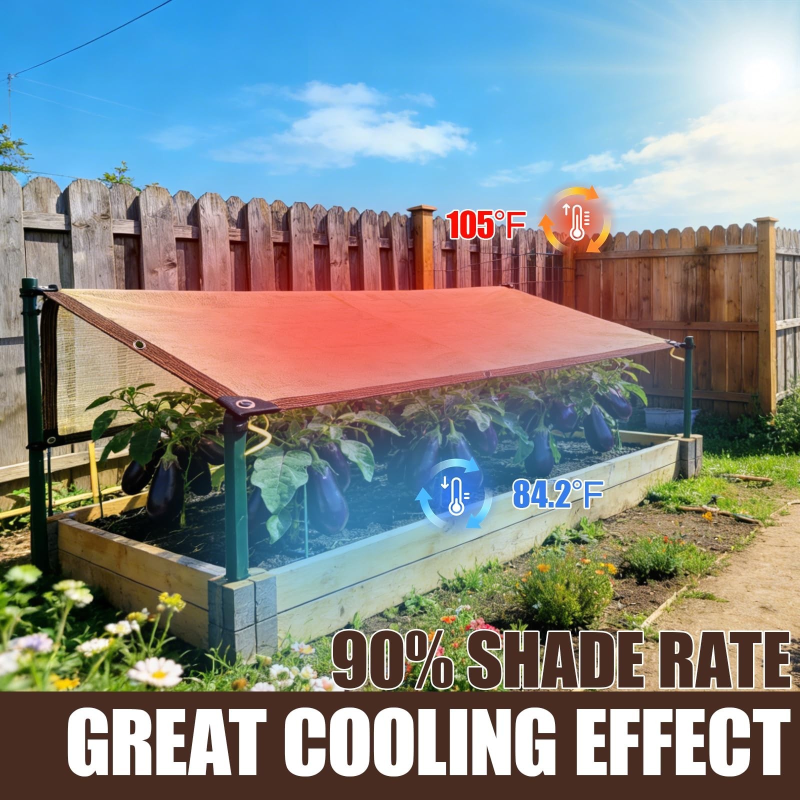 90% Sun Shade Cloth for Garden, 10 * 20FT Heavy Duty Shade Tarp with Grommets…