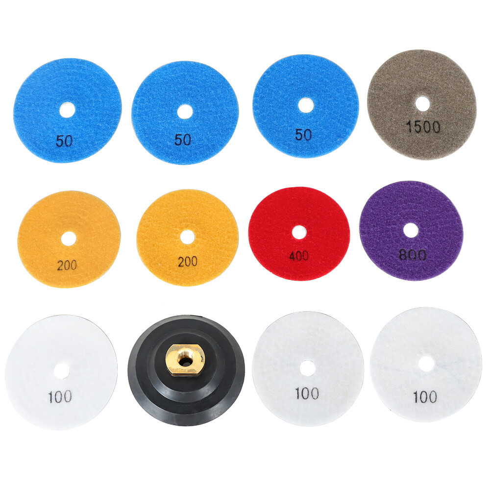 12 PCS Diamond Polishing Pads Wet Dry 4 Inch Set Kit For Granite Concrete Marble