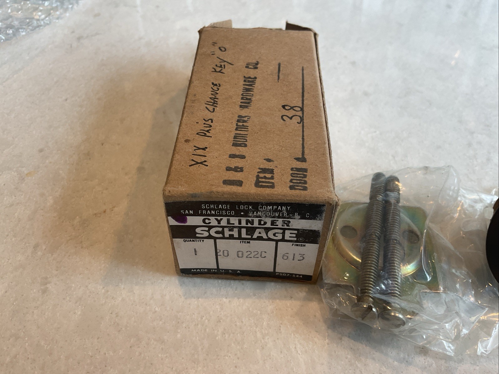 Schlage 20-022C Classic Rim Cylinder Finish #613 Oil Rubbed Bronze No Keys