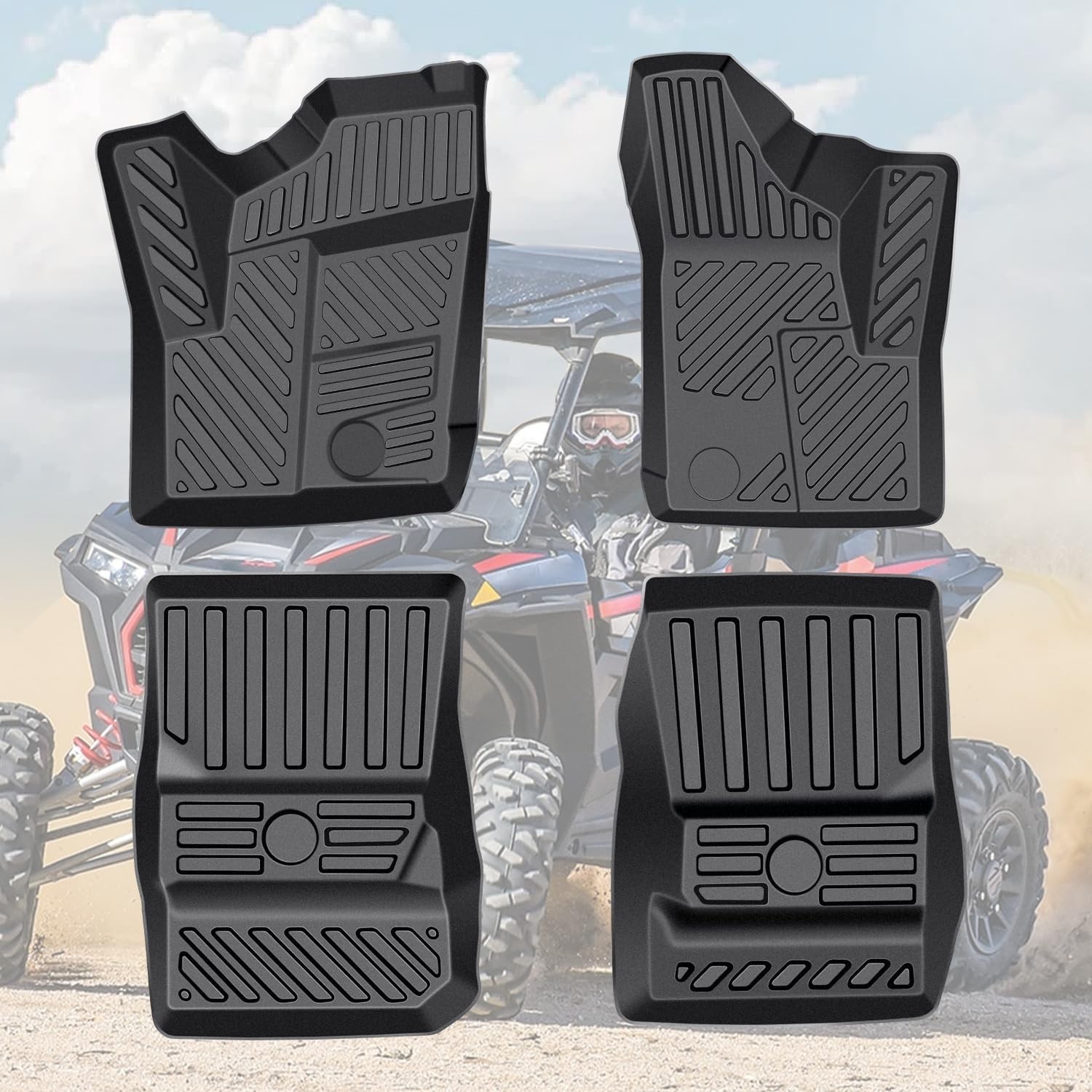 CPOWACE TPE Front & Rear Floor Mats Compatible with Polaris RZR XP 4 1000 900…