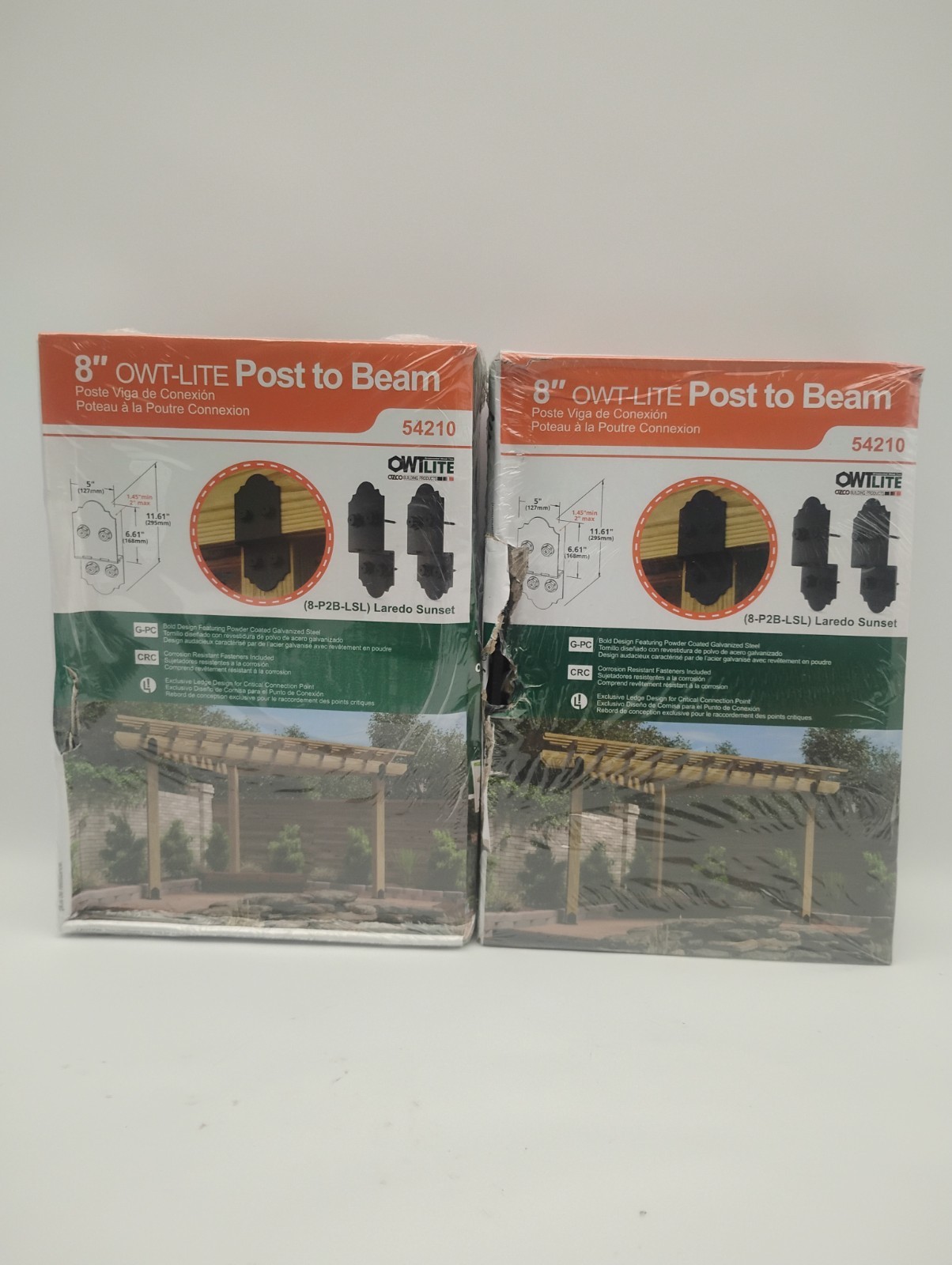 4 OZCO 54210 Laredo Sunset Owt-Lite 8-inch Post to Beam Steel, 2 packs of 2