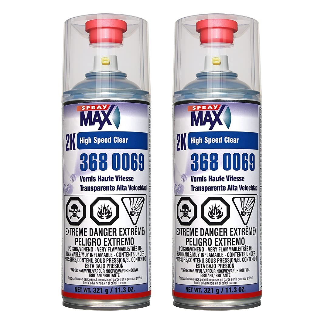 Spray max 3680069 2K High Speed Clear Coat Aerosol 11.3 oz (2 Pack)