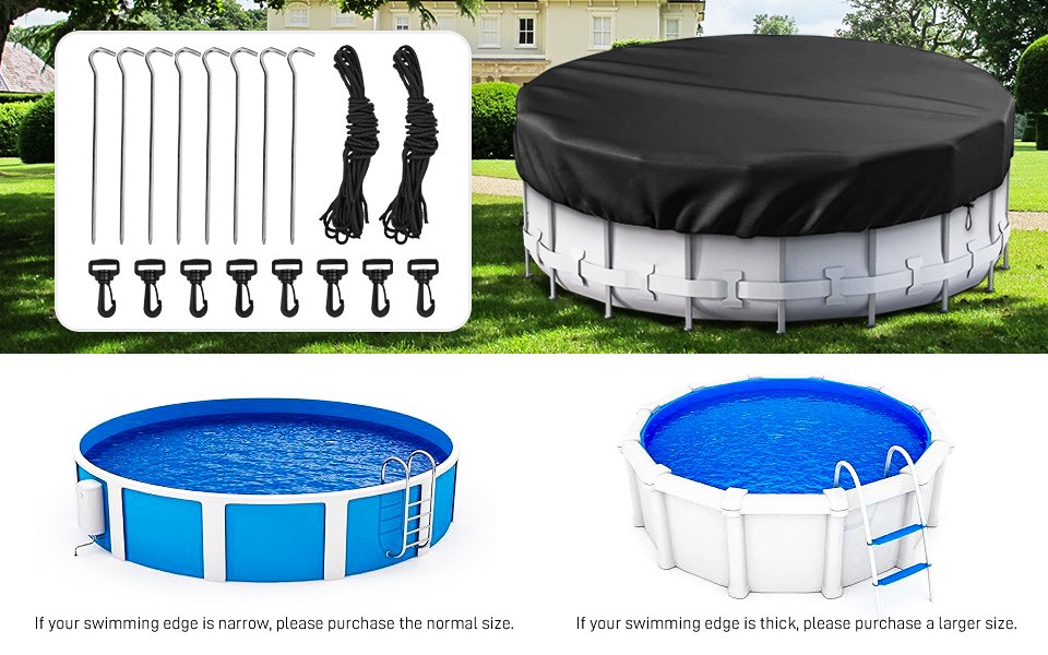 18 Ft D Pool Cover Solar Covers Protector with Accessories for Above Ground Pool
