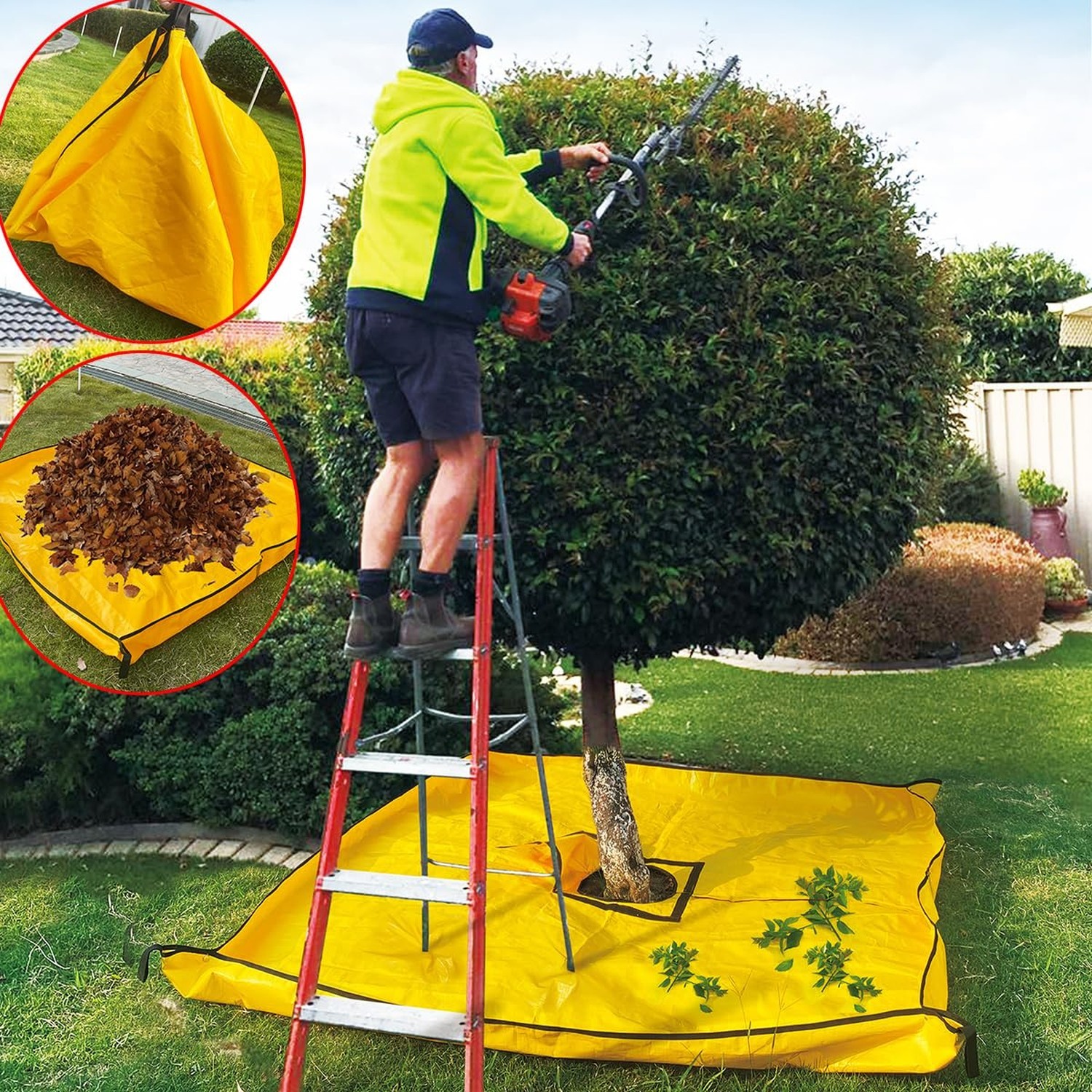 10x10ft Landscape Trimming Tarp with 15in Center Hole | Heavy-Duty Garden Tre…