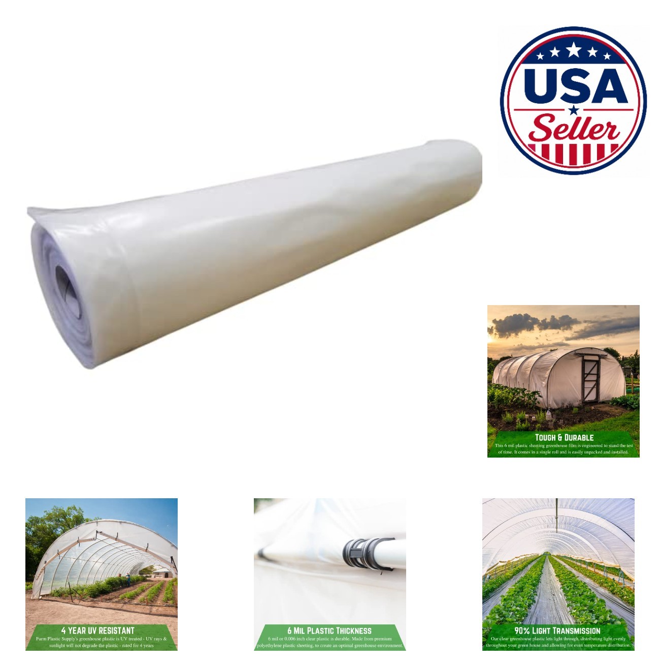 Clear Greenhouse Plastic Sheeting 6 Mil 12 FT x 25 FT UV Resistant Polyethylene
