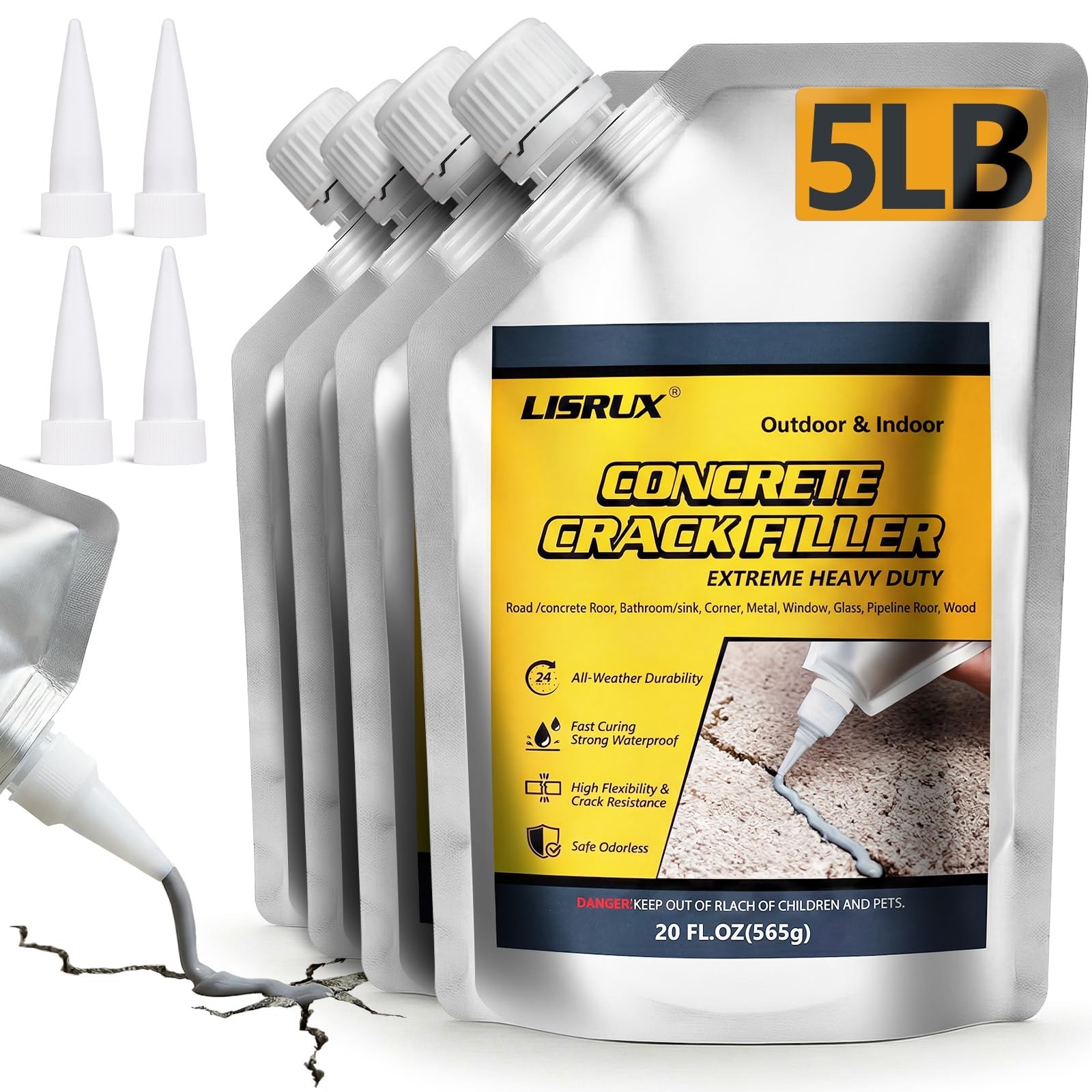 Concrete Crack Filler,5 LB High Elasticity Cement Crack Filler,Self-Leveling …
