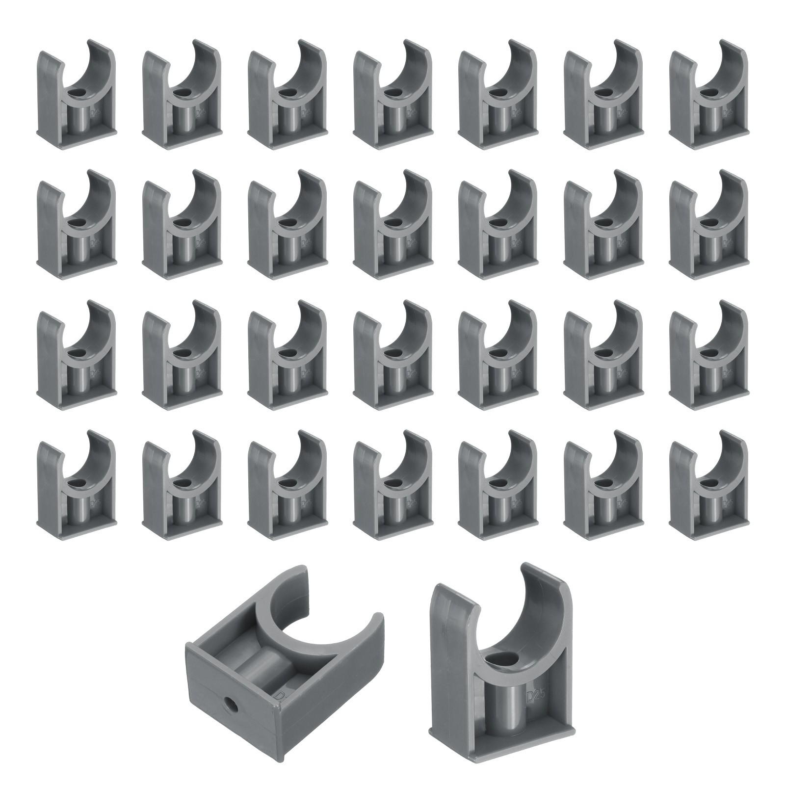40Pcs PVC Water Pipe Clamps Clips U-Shaped Buckles for 3/4″ Size Pipe Grey