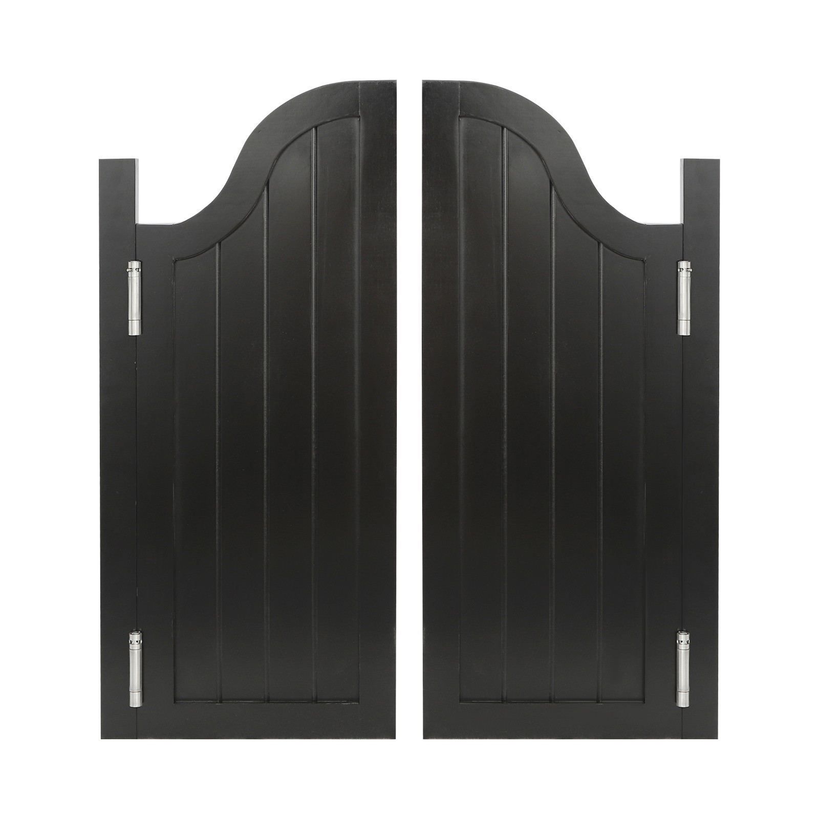 2 Doors Black Swing Solid Wood Door 180?? Partition Door w/ 4 Hinges for Shop US