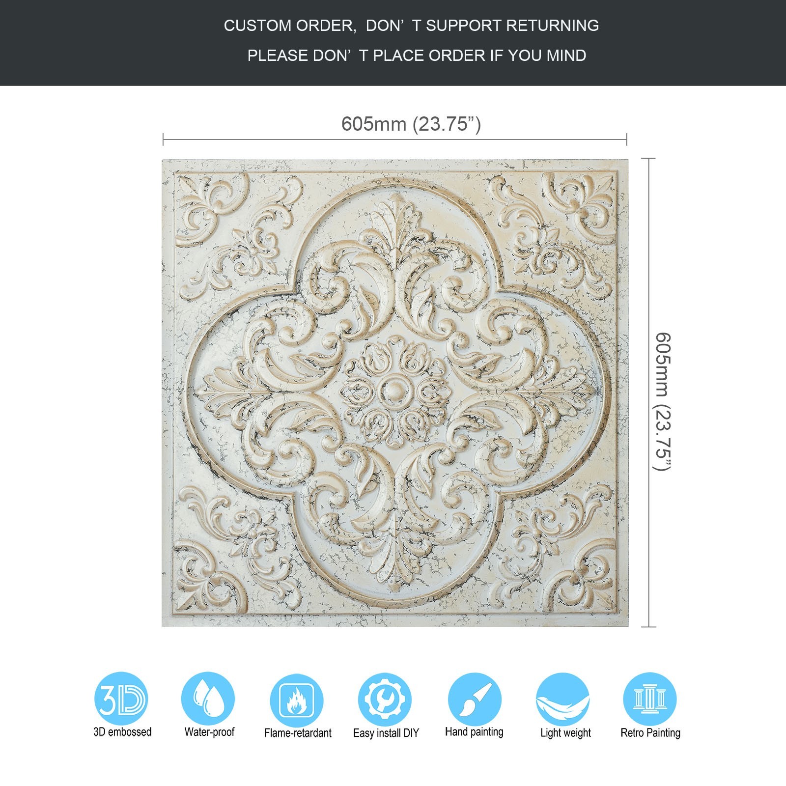 Distress Tin Ceiling Tiles Decorative 3D panel for literary book bars PL88 10Pcs
