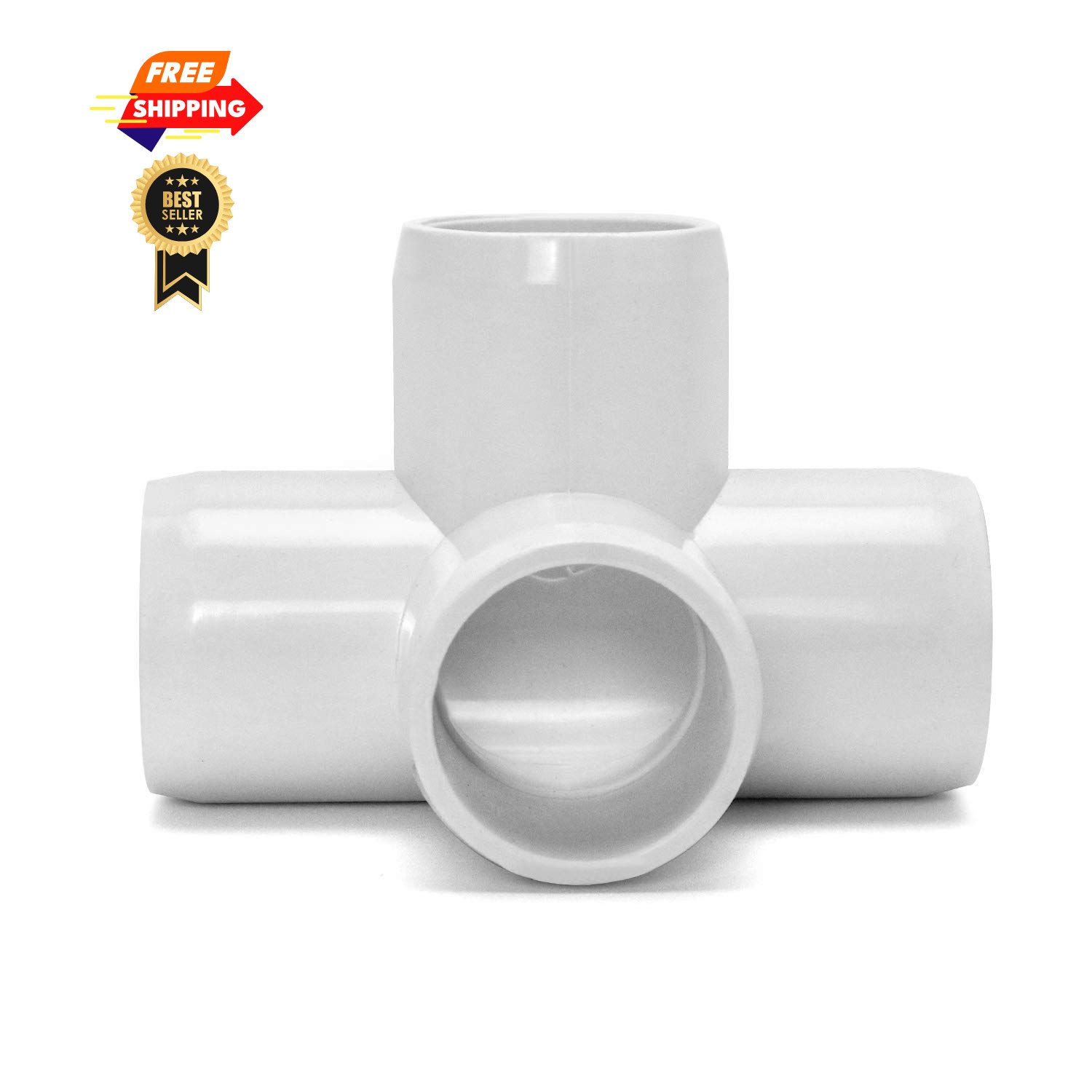 QWORK PVC Pipe Fitting, 4 Way 3/4″ Tee Elbow, 20 Pack 20 Pack, White