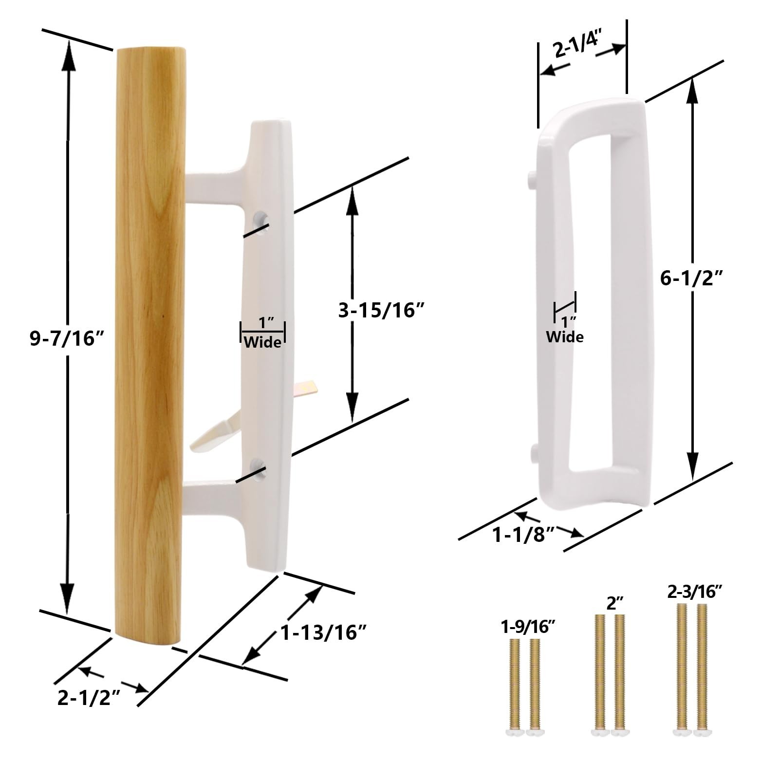 Patio Sliding Glass Door Handle with Mortise Lock 45° Keyway, Non-keyed Oak