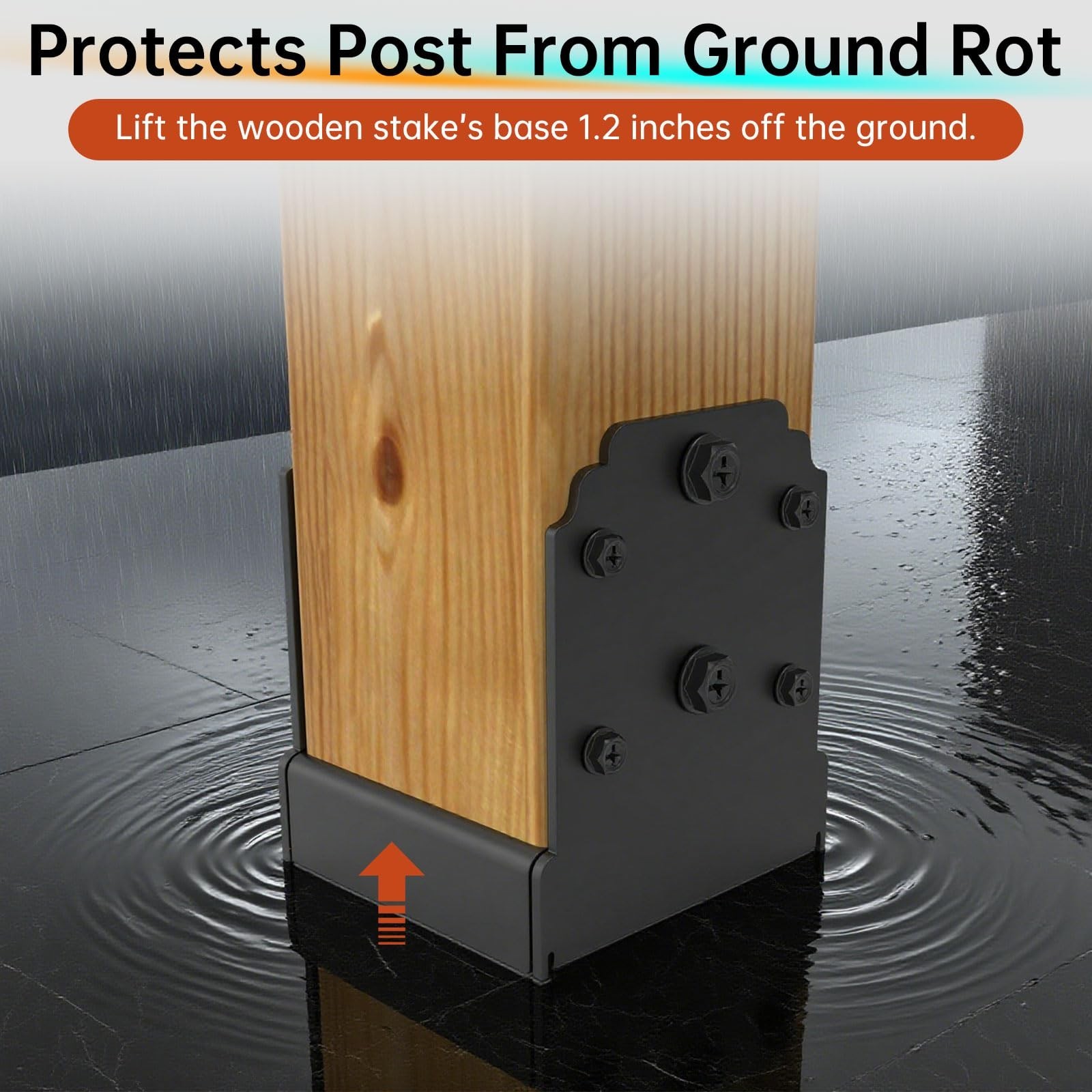 Heavy-Duty 6×6 Post Base Bracket for Concrete, 1″ Elevated Base | Hidden Fast…