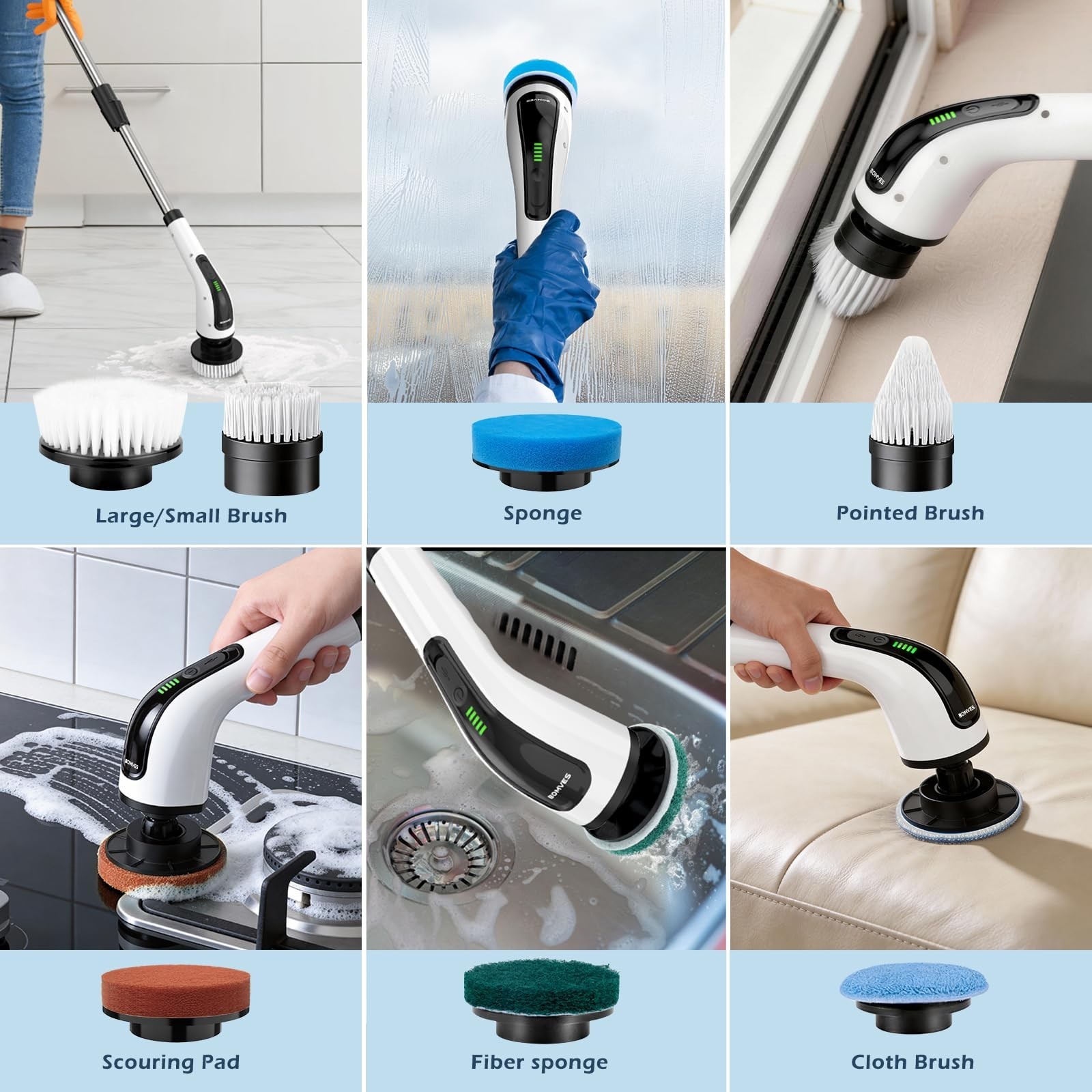 Electric Spin Scrubber, Power Shower Cleaning Brush with Long Handle | Cordle…