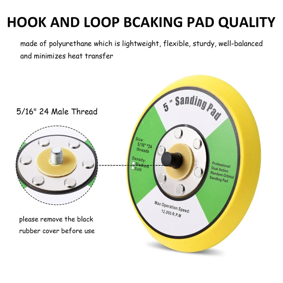 Car Polisher Backing Pad 5″ 6″ Hook & Loop DA Orbital Sanding Disc Plate