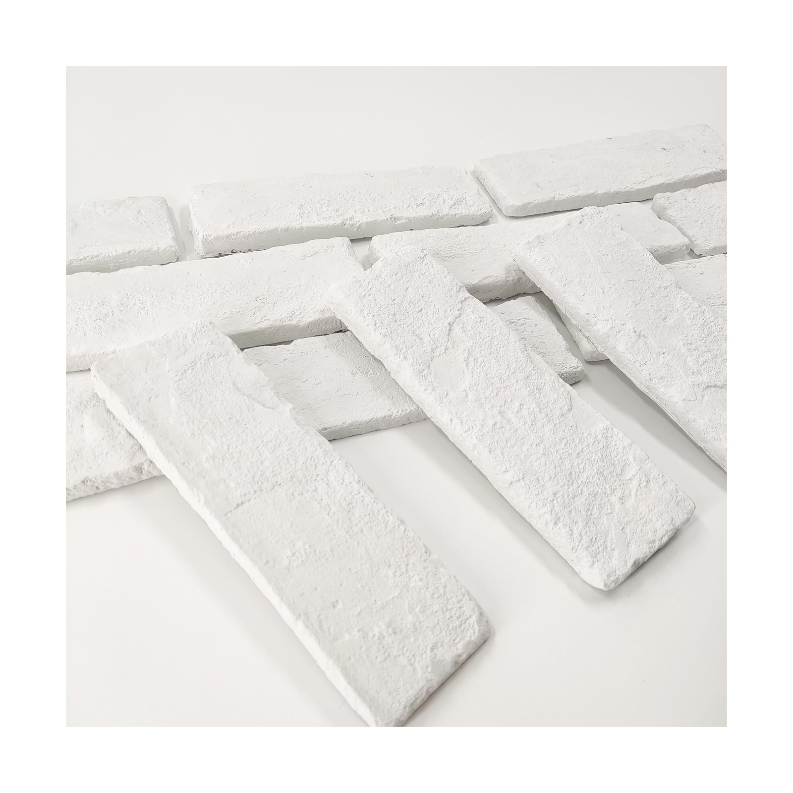 40 Pcs White Thin Brick Veneers, 2.4″ x 7.9″ Wall Brick, 3D Faux Brick for Ki…