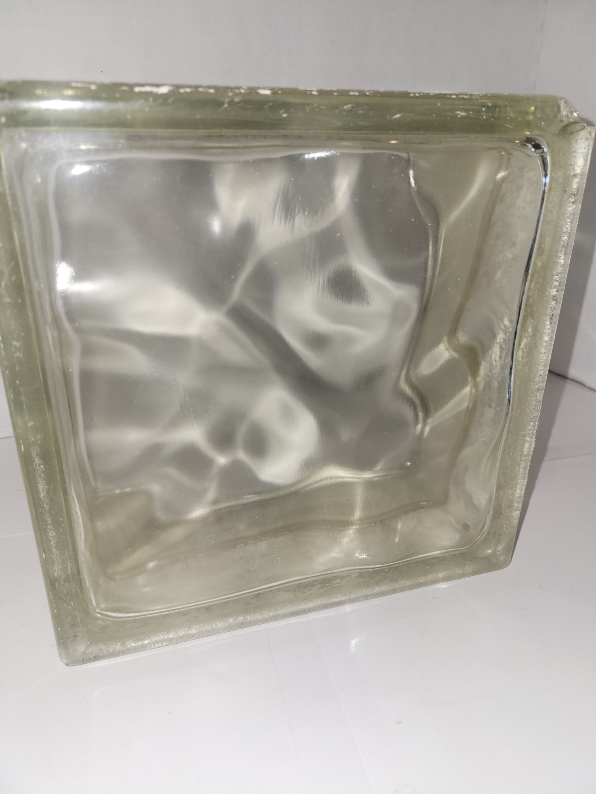 Corning Decora Glass Block 7.75X7.76X3 7/8″ RETIRED Wavy Brick USA