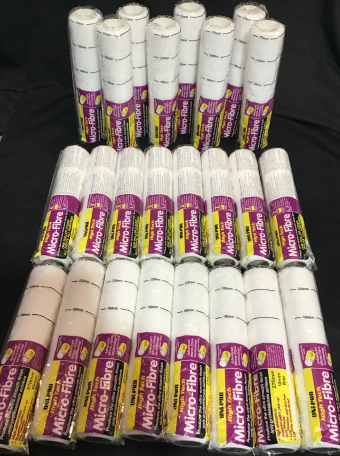 24x UNi-PRO 270mm Professional Paint Roller Covers 10mm Nap High Tech Microfibre