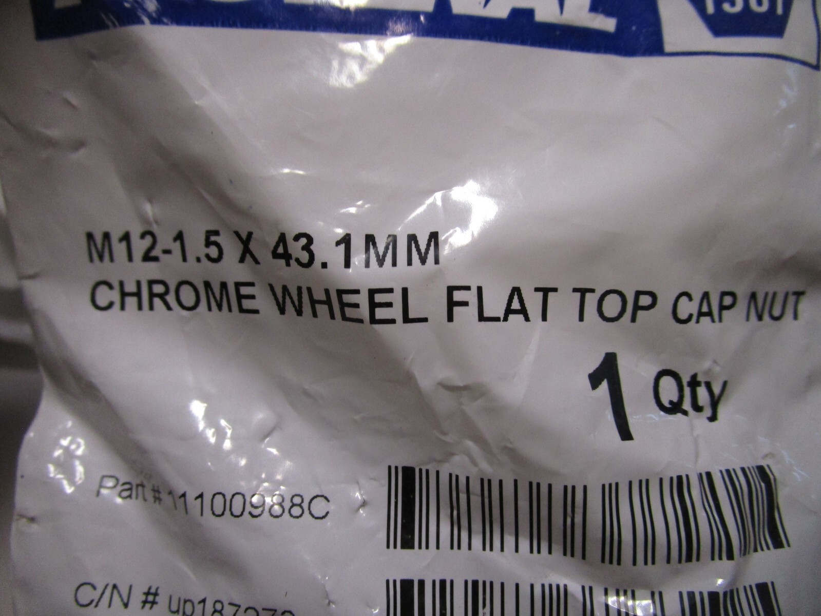M12-1.50 x 43.1mm 60° Seat Chrome Flat Top Wheel Cap Nut