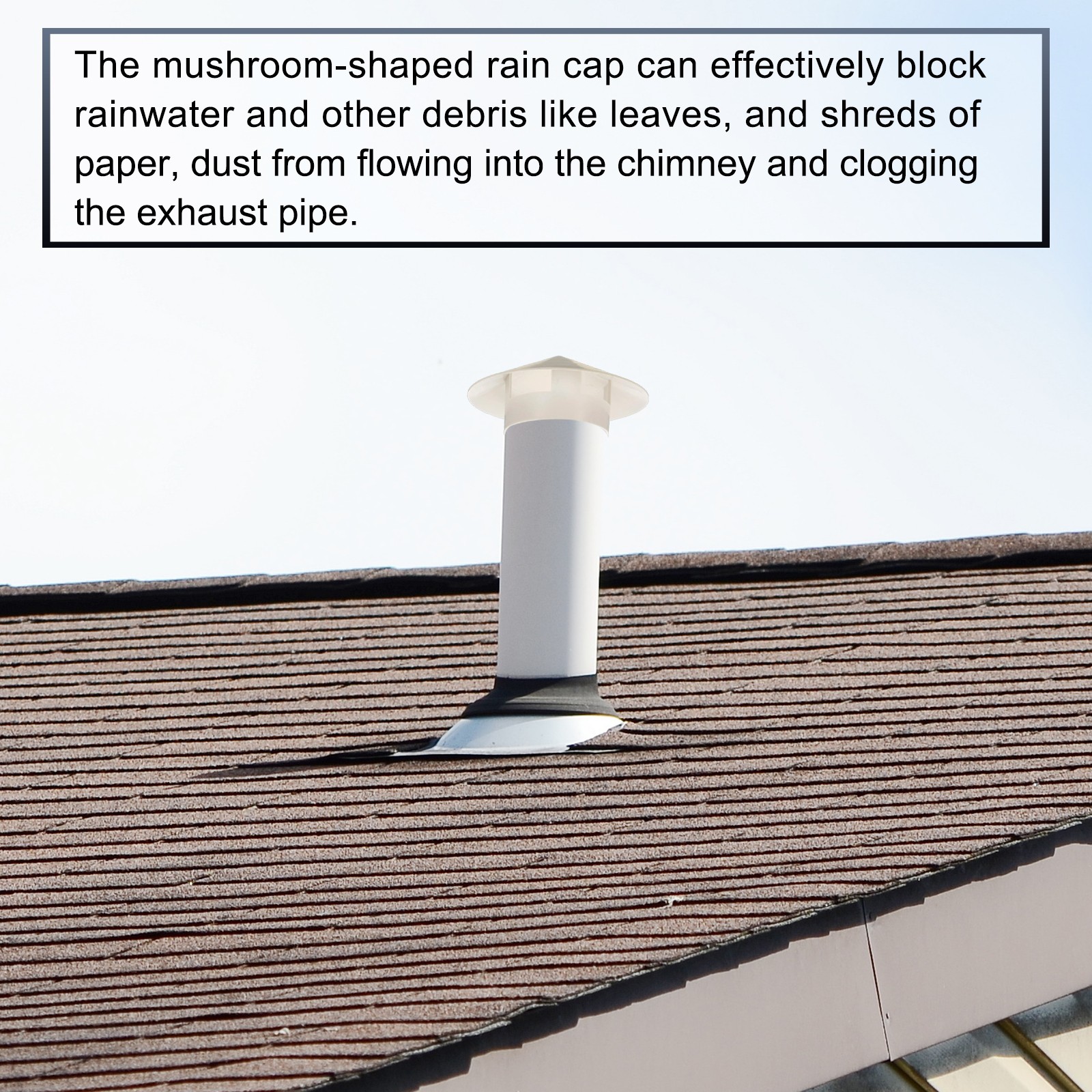 4″ Chimney Cap, 2 Pcs Roof Vent Cap Cowl Rain Cover Air Vent Cap, White