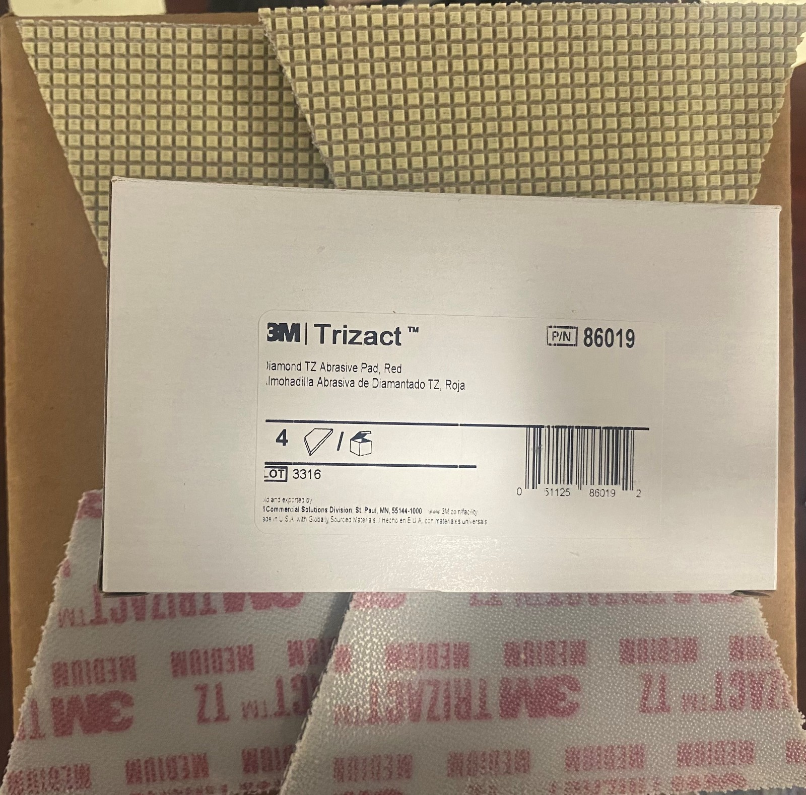 3M 86019 Trizact Diamond TZ Abrasive Pads RED – Pack of 4 New