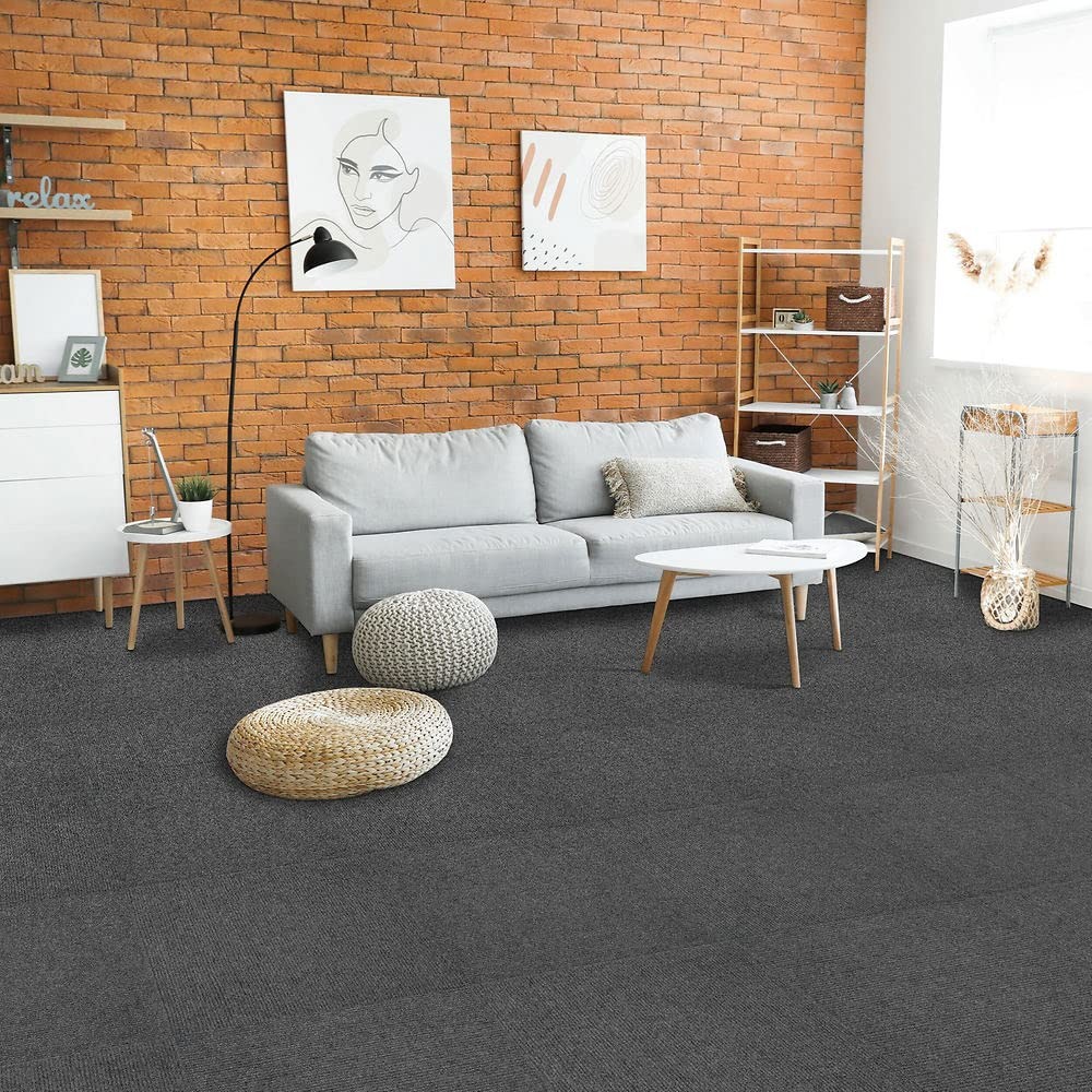 Nexus Self Adhesive 12-Inch Carpet Floor Tiles, 12 19.7″L x 19.7″W, Smoke