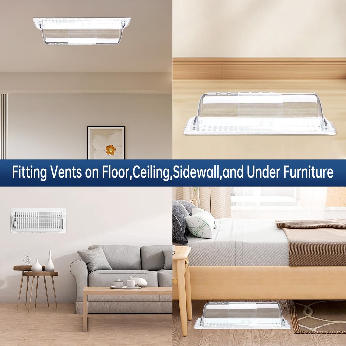 2-Pack Air Vent Deflector 8.5 to15.5 Inches, Aerospace-Grade Plastic Clear