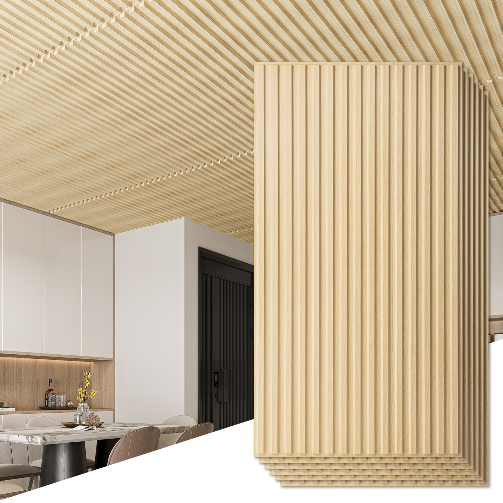 Art3d 12-Pack PVC Drop Ceiling Tiles，24x48in Glue up Ceiling Tile，Cover 96 sq.ft