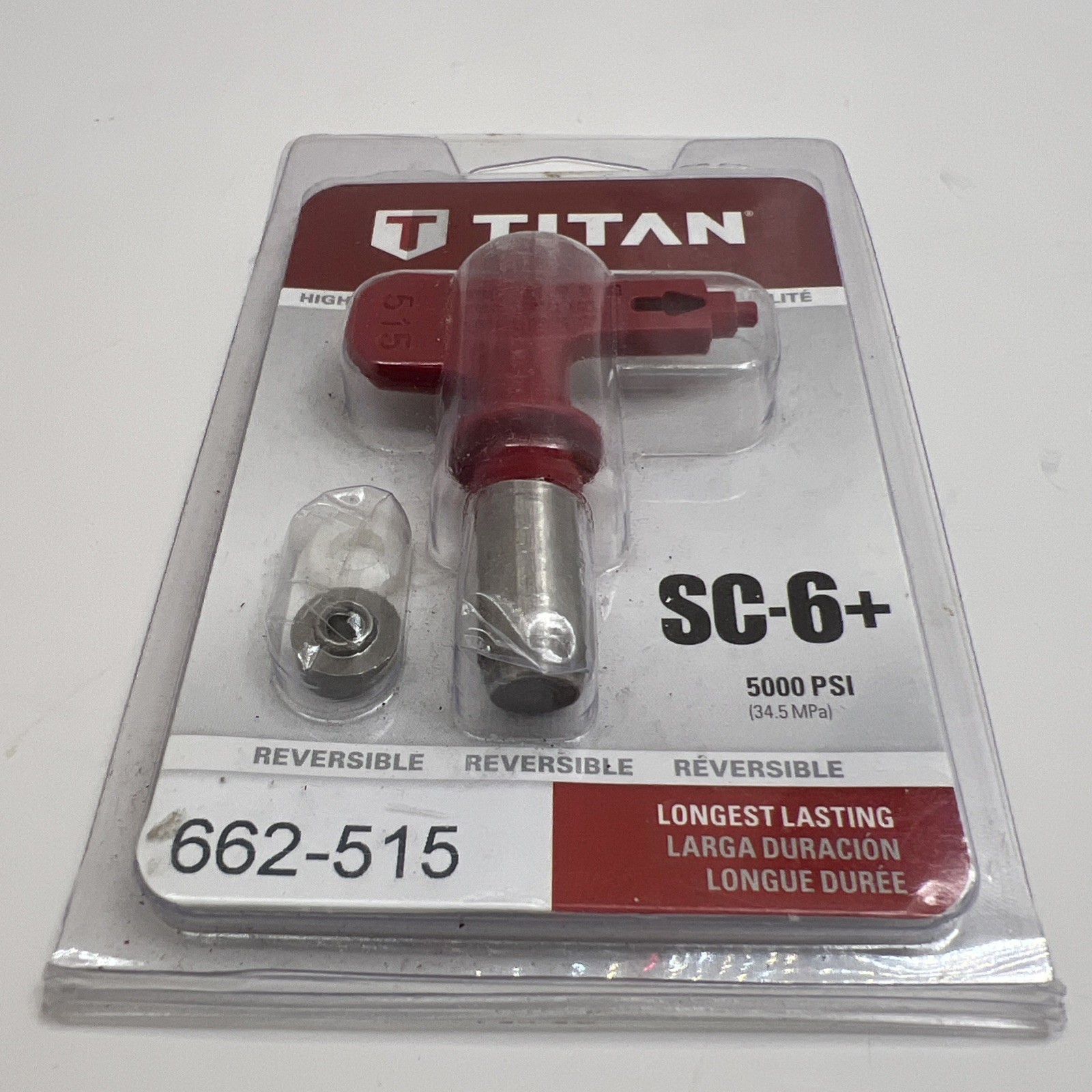 Titan 662-515 SC-6+Reversible Airless Spray Tip Longest Lasting 5000 PSI