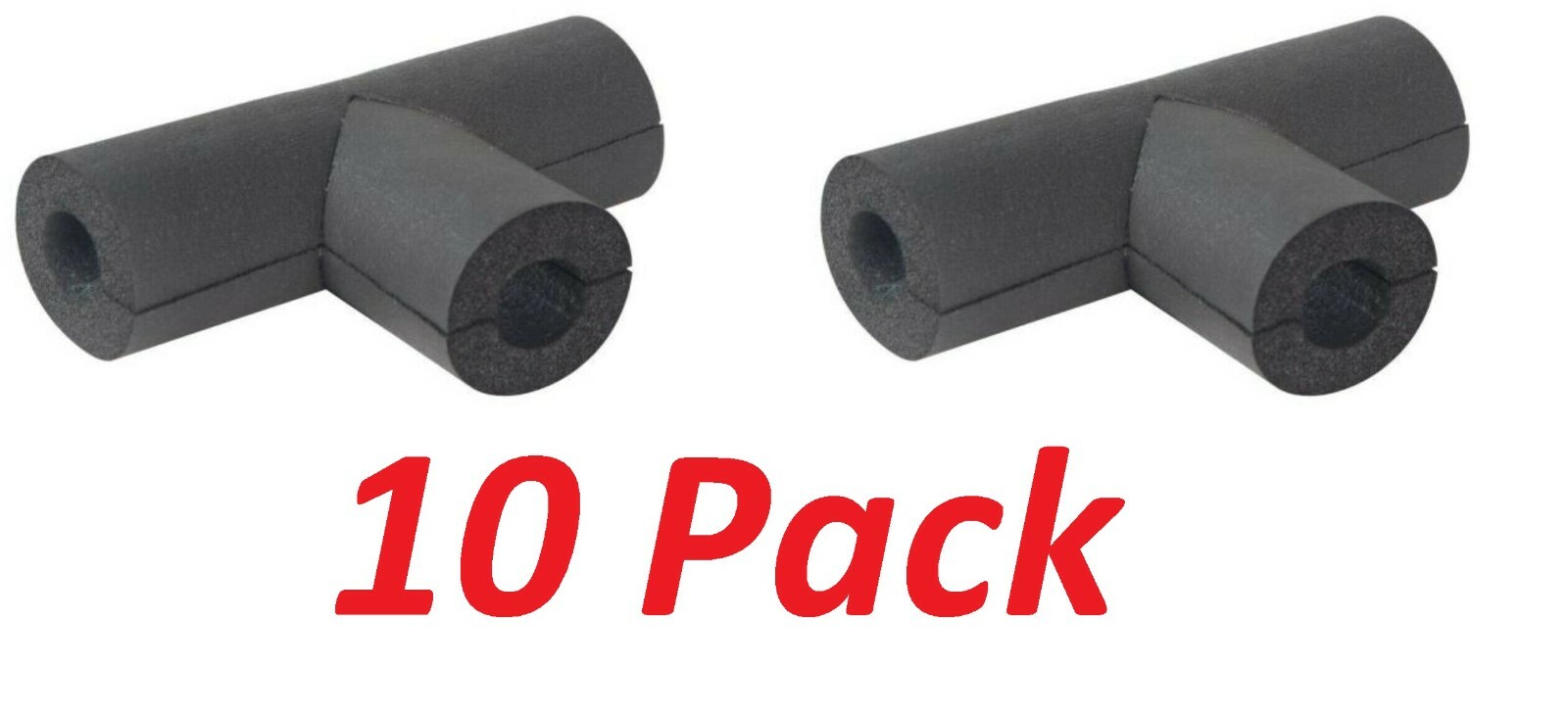 Everbilt 1″ Pre-Slit Rubber Pipe Insulation Tee, PVC Copper Iron Pipes (10 Pack)