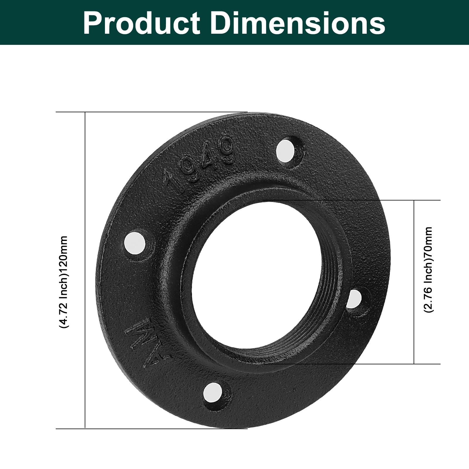 Bathace Industrial Pipe Floor Flange Heavy Duty Malleable Iron Pipe Fittings