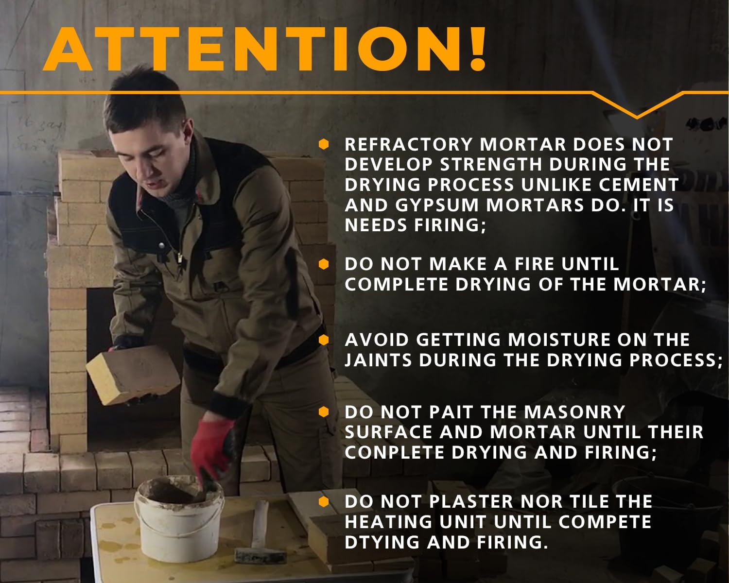 Refractory Cement Dry Mix Mortar 5 LB 3110 Degree °F High Temp Heat Resistant