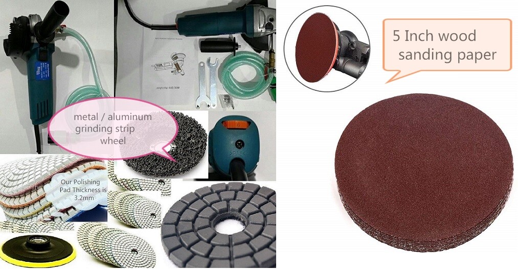 5″ Wet Polisher Marble concrete Metal Wood sander 55 polishing pad strip wheel