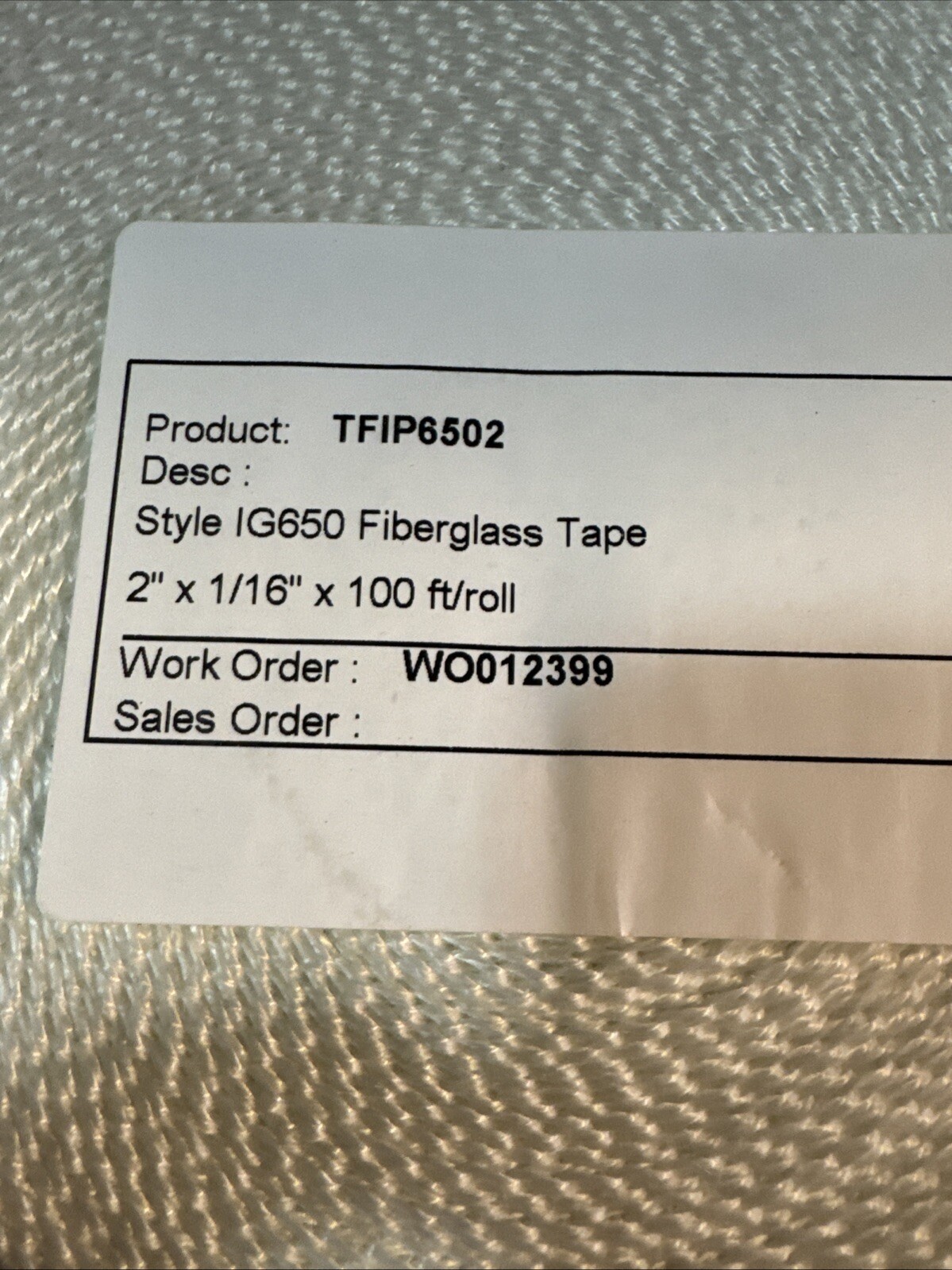 TFIP6502 Style IG650 2″ x 1/16″ x 100 ft Roll Fiberglass Tape NEW