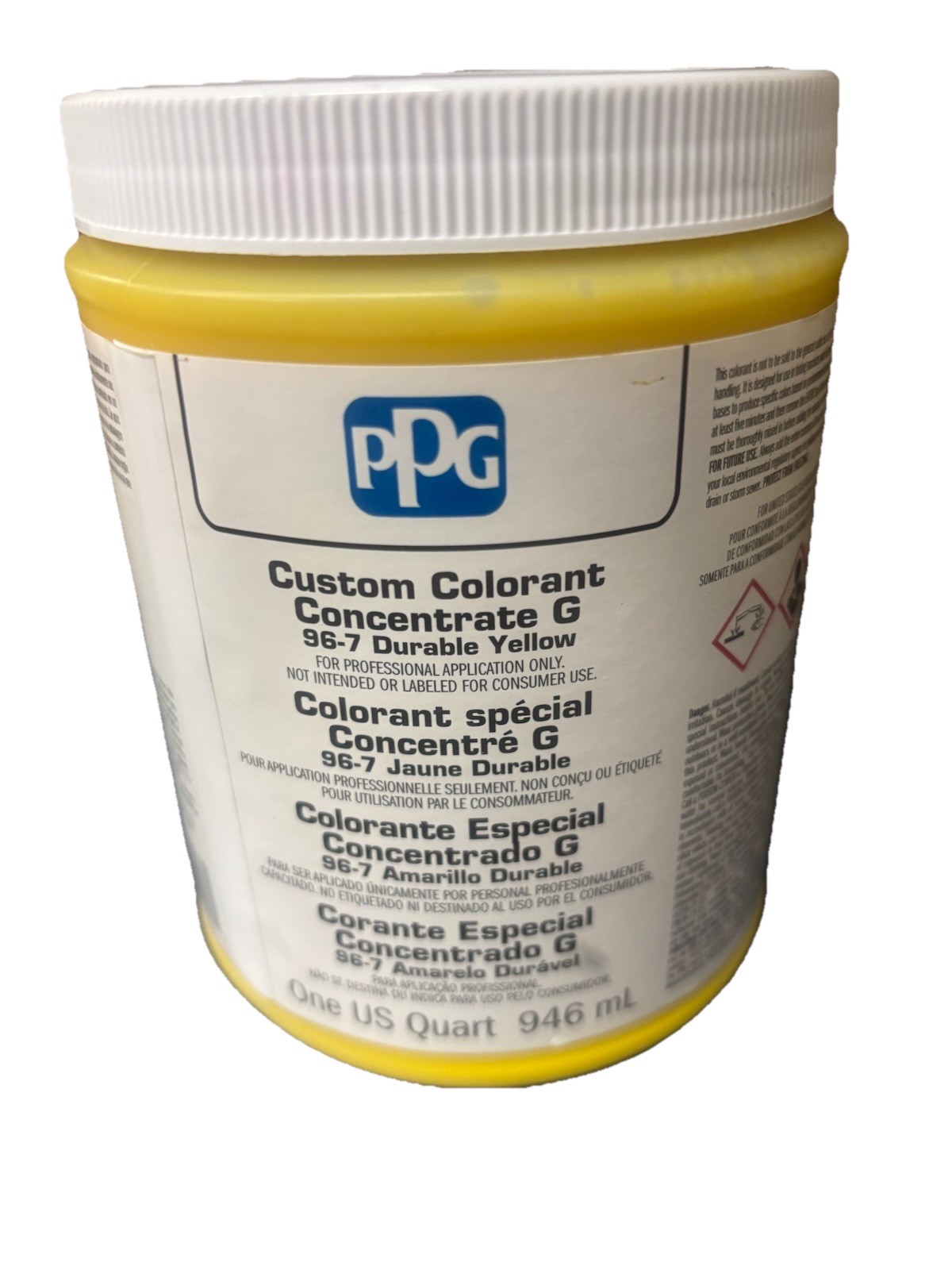 PPG Concentrate – 96-7 – Qt – G Colorant -durable Yellow – New Sealed