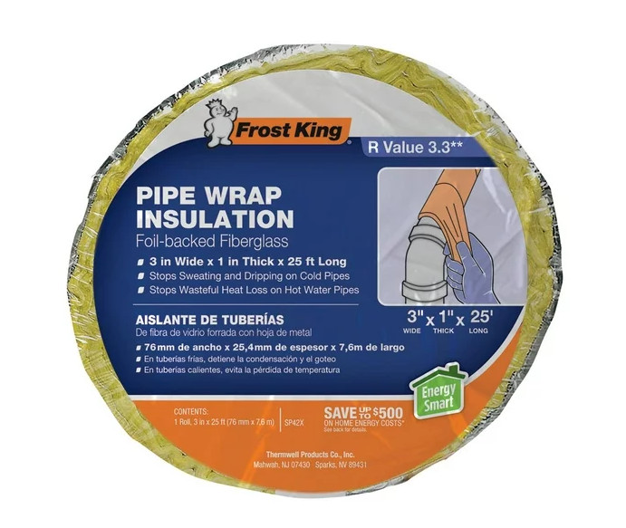 Foam Foil Pipe Wrap Insulation Frost King Foil Backing 3″ x 25′ Stop Freezing