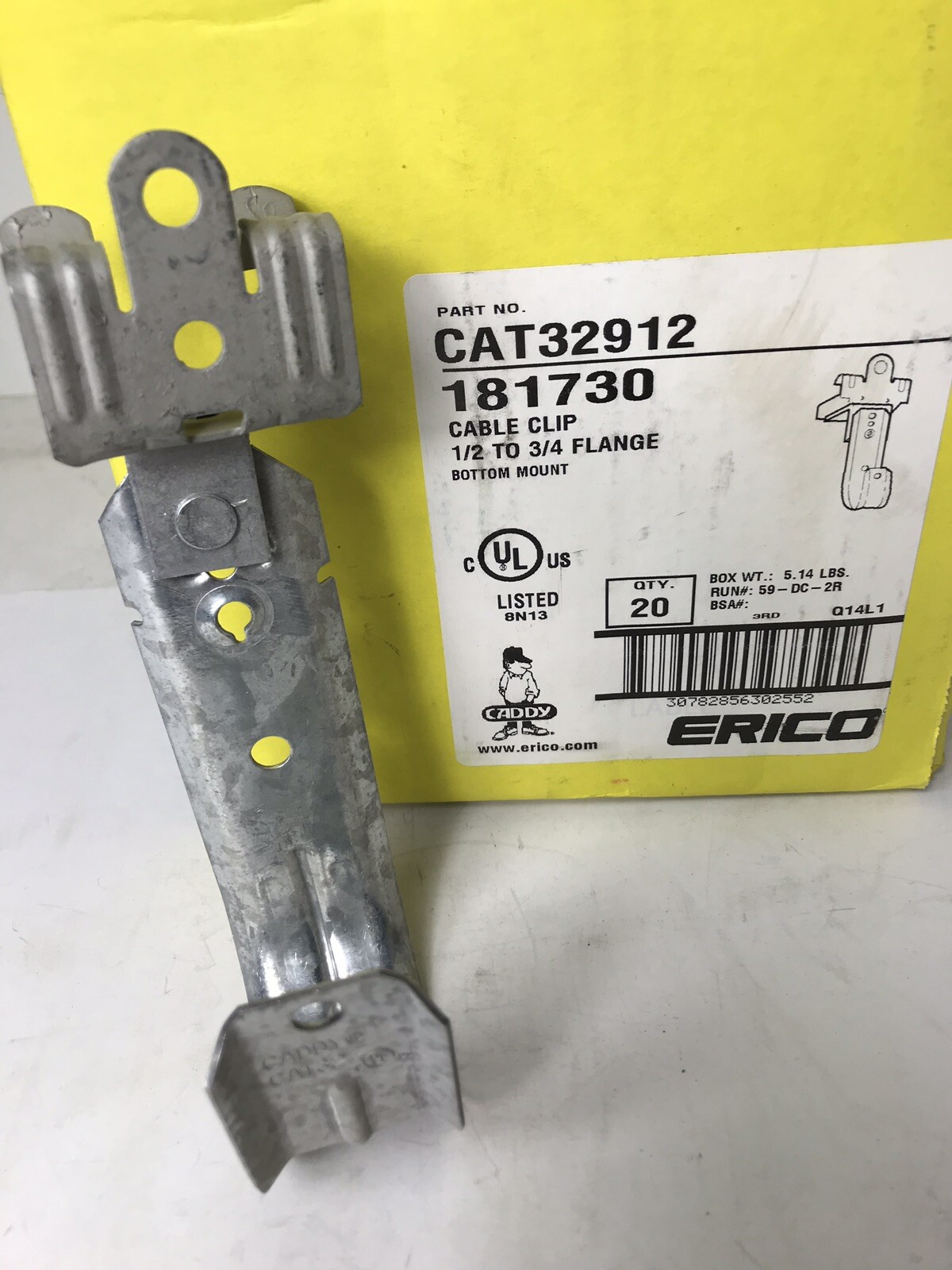 Quantity : 27 Caddy CAT32912 Cable Clip To 1/2” – 3/4” Flange Bottom Mount