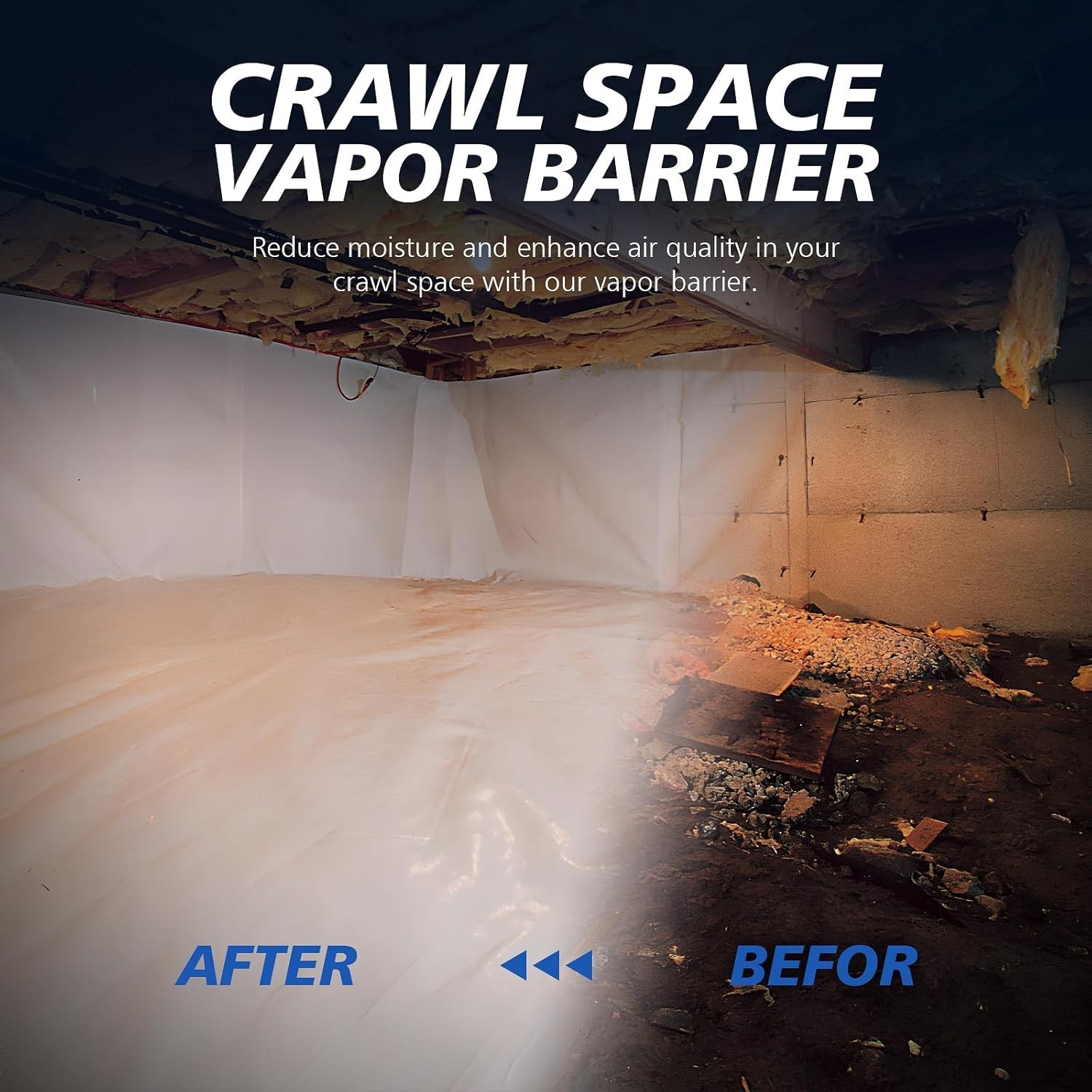 Crawl Space Vapor Barrier – 16 Mil 10′ X 50′, Concrete Vapor Barrier, Vapor Barr