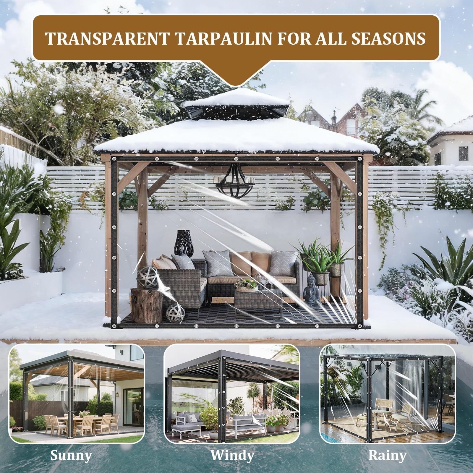 Clear Tarp 6x10ft with Grommets 14Mil Clear Tarps Heavy Duty Waterproof Dustp…
