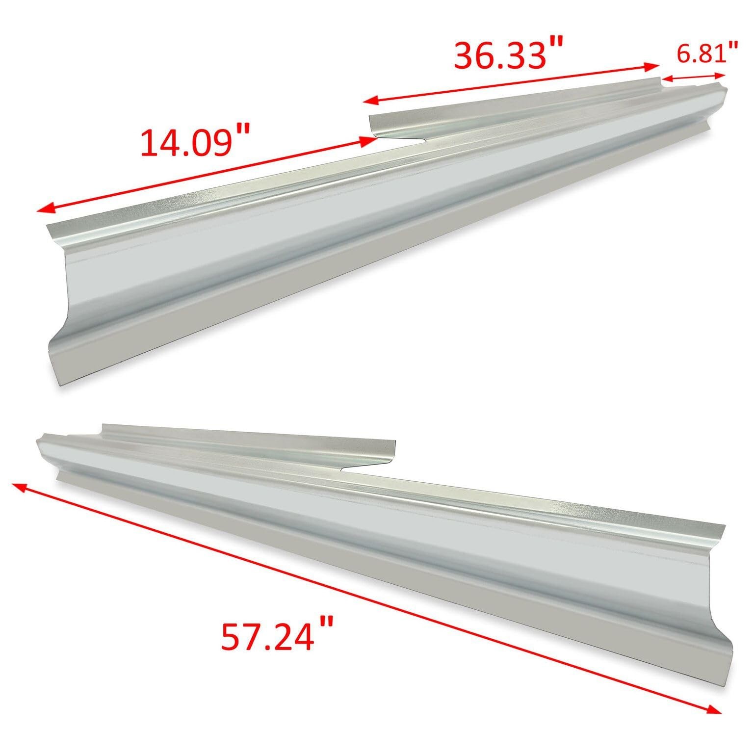 2pcs Outer Rocker Panels Patch Silver Galvanized Steel Dodge Ram 1500 1994-2001