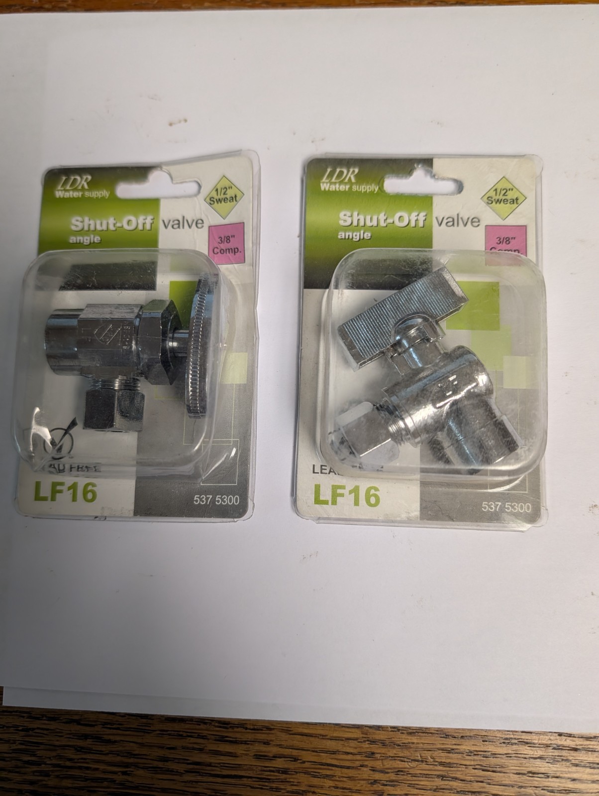 2 -LDR Water Supply 537 5300 Shut-Off Valve Angle 1/2″ Sweat x 3/8″ Comp LF16