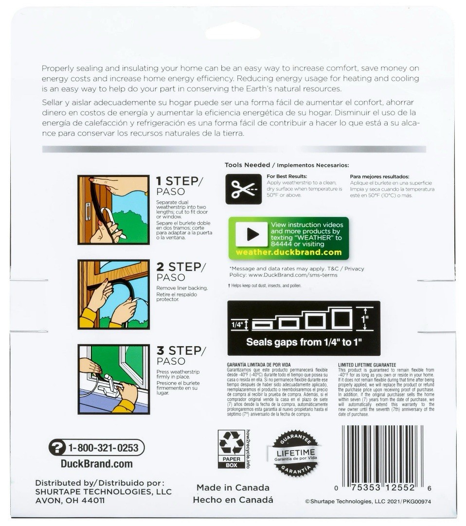 Duck Max Strength Expanding Foam Seal for Door & Windows 1” x .25” x 13’ NIB