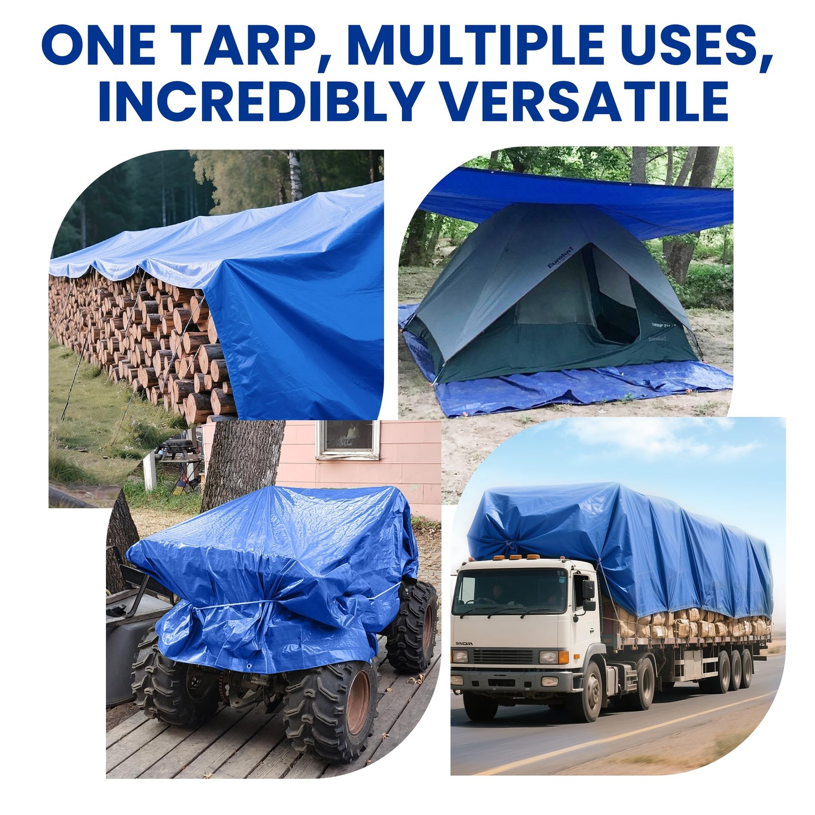 Waterproof Tarps 15 x 20 5-mil Thick Rain Covers Drop Cloths Camping Tarp Blue&#