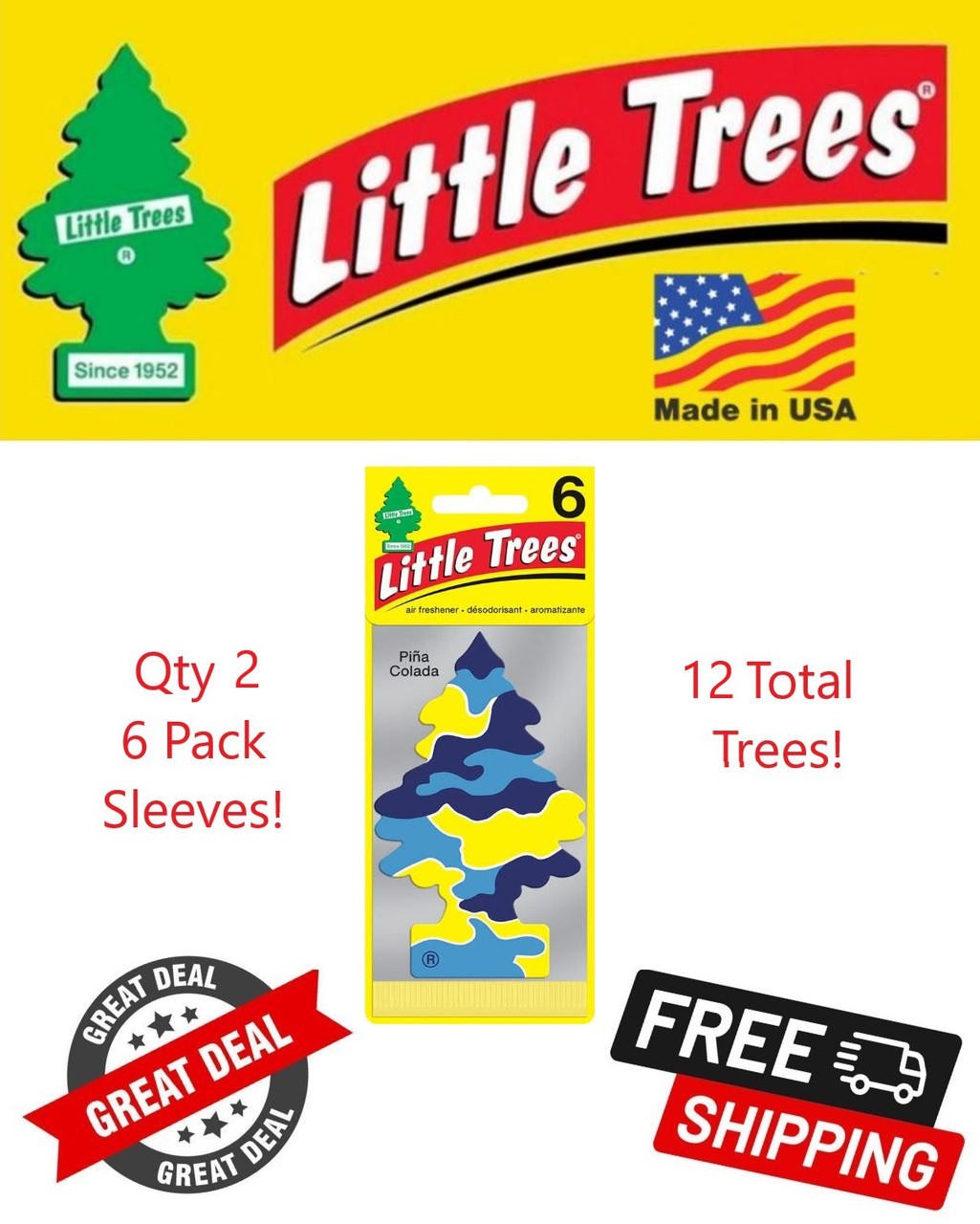Little Trees 60967 Pina Colada Hanging Air Freshener for Car & Home 12 Pack!