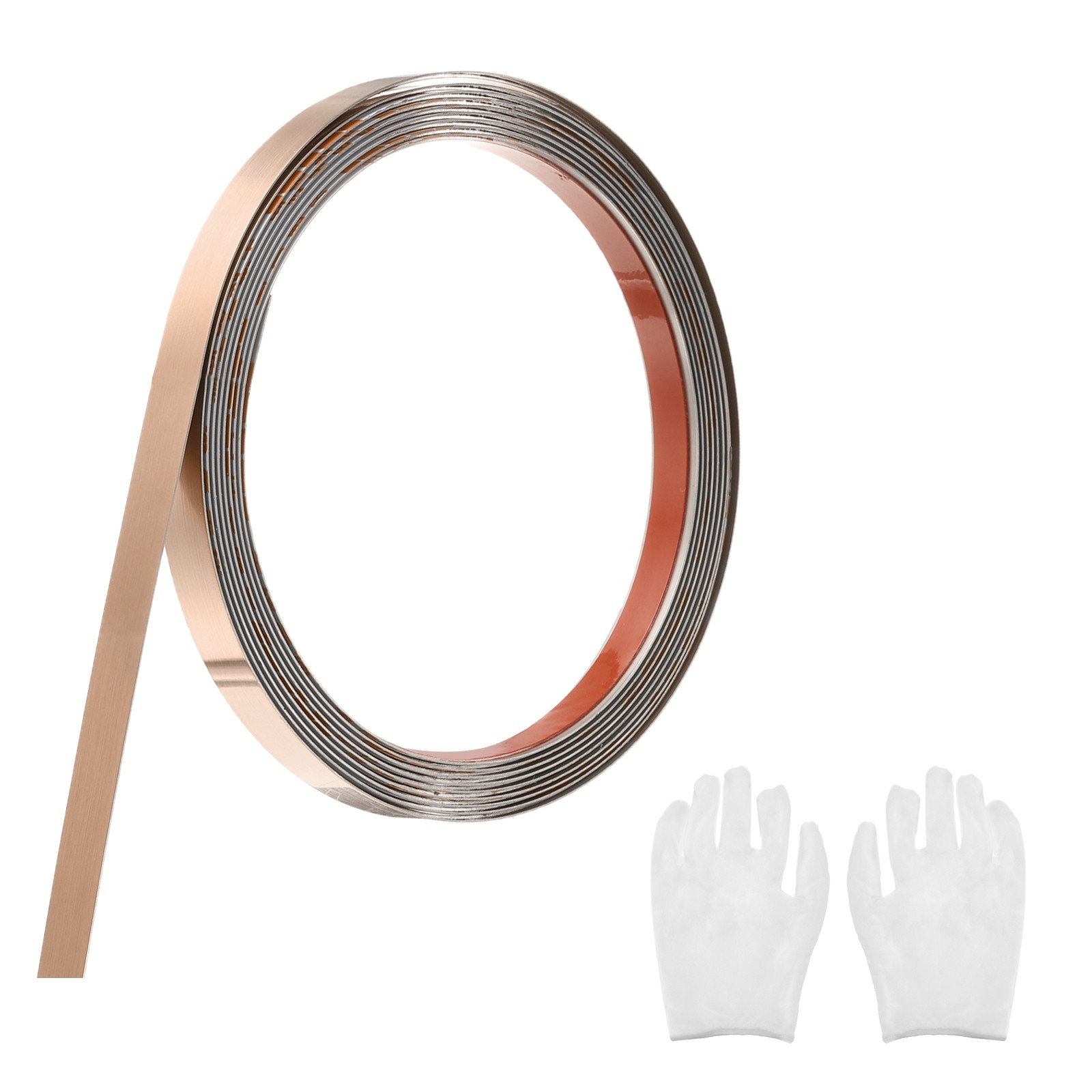 Brushed Rose Gold Peel Stick Wall Molding Trim with Glove,0.4″x 9.8Ft