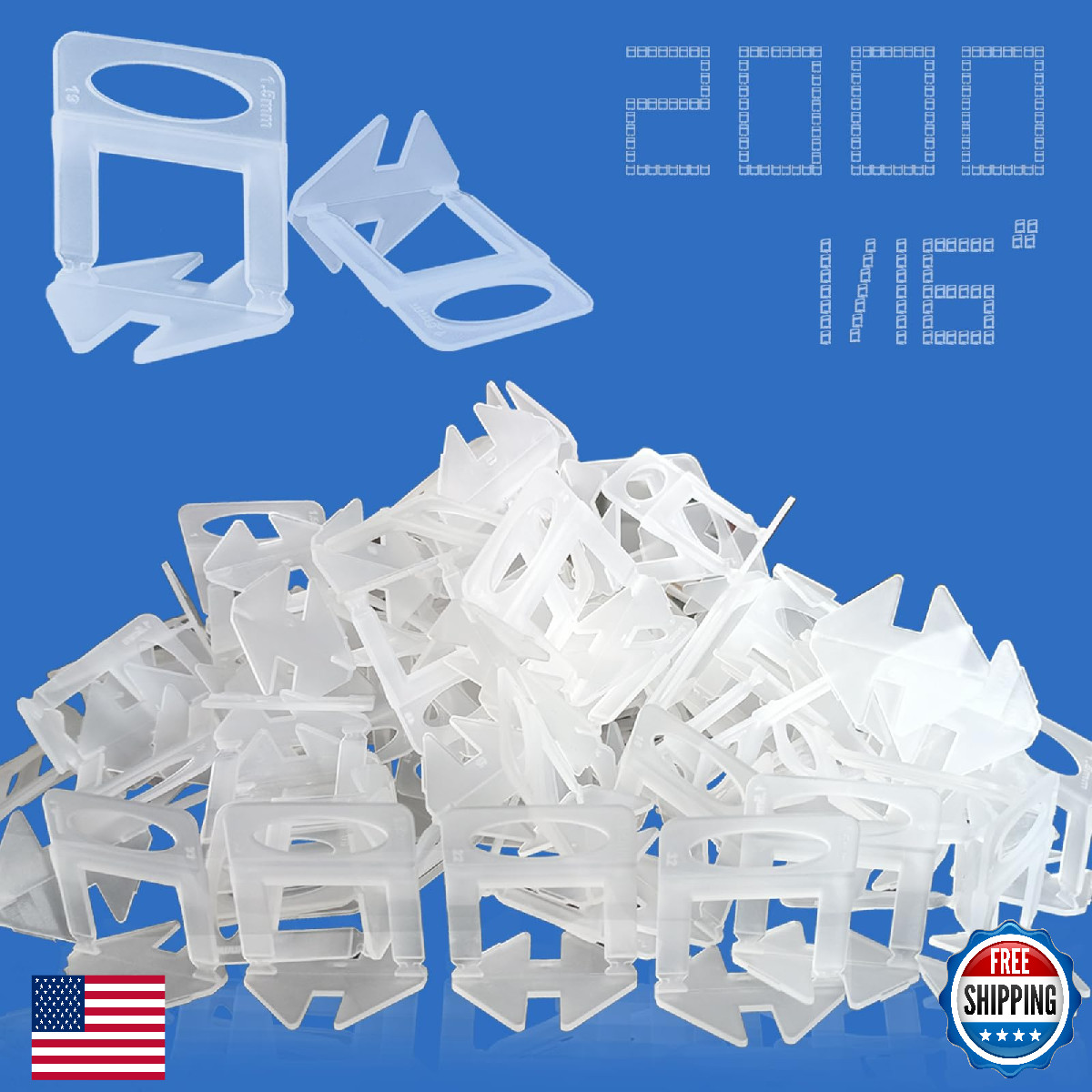 RUHOOM 2000x 1/16″ Tile Leveling System Spacer Clips Floor Wall DIY Kit