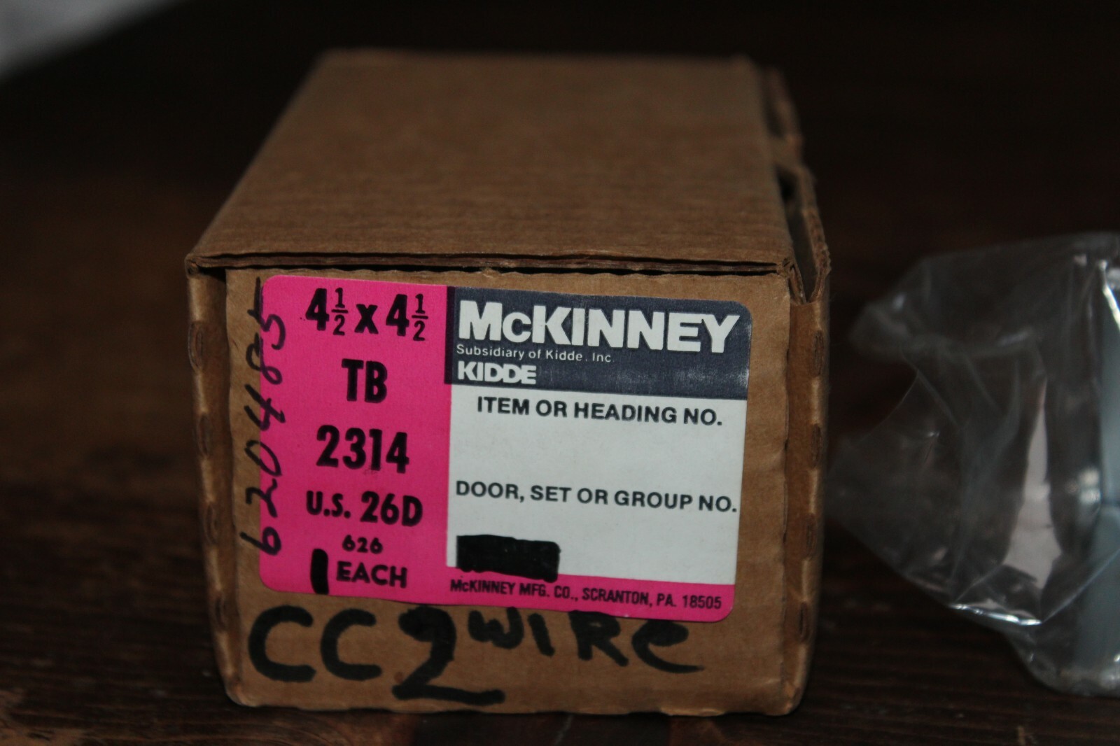 Electric Hinge, McKINNEY ASSA ABLOY TB 2314 26D, 4 1/2 X 4 1/2 “, Boxed, Manual