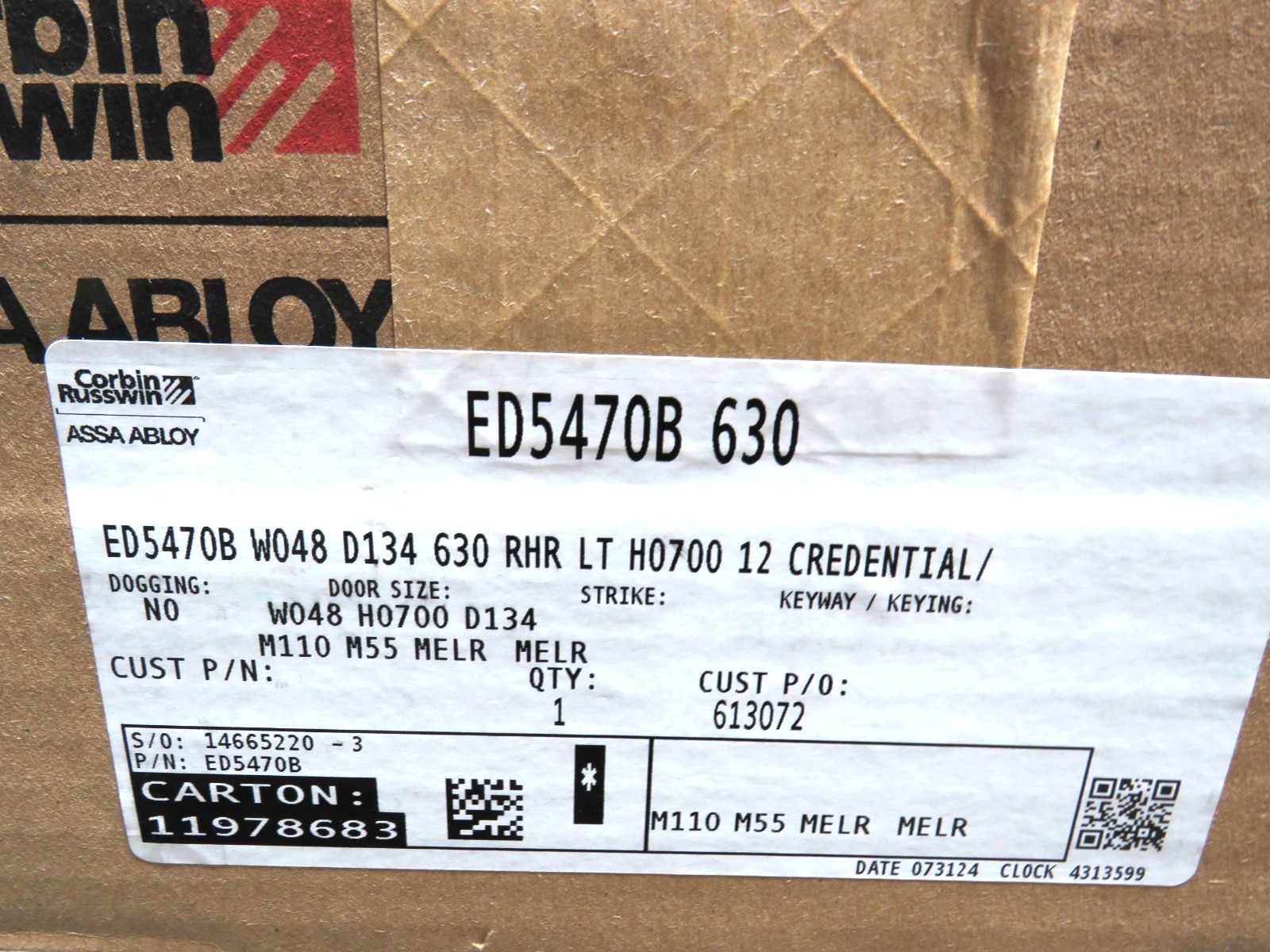 Corbin Russwin ED5470B 630 48″ RHR M55 Surface Vertical Rod Exit Device [CTD]
