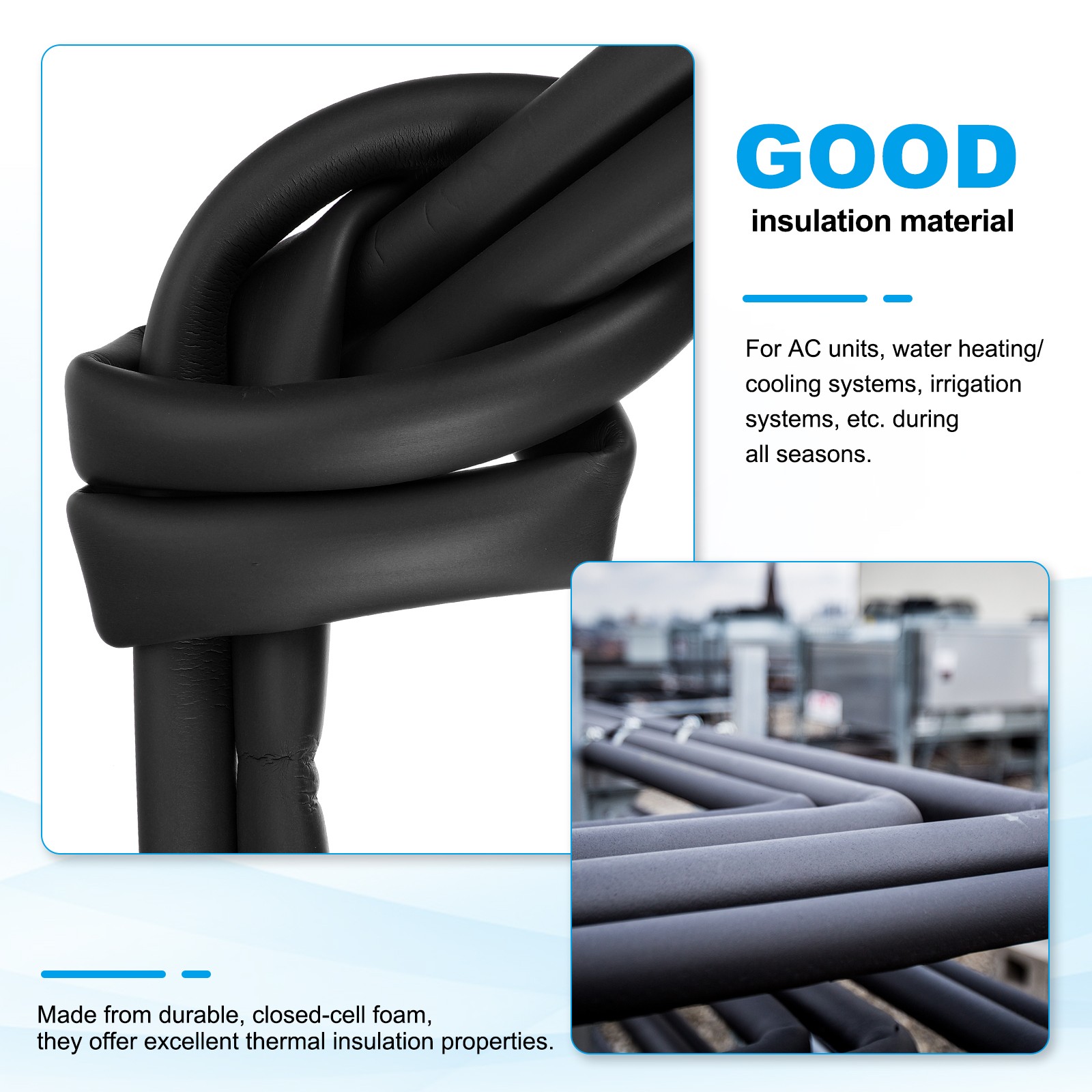 3/8″ID x 3.28Ft Pipe Insulation Foam Tube Foam Pipe Tubing Cover Black