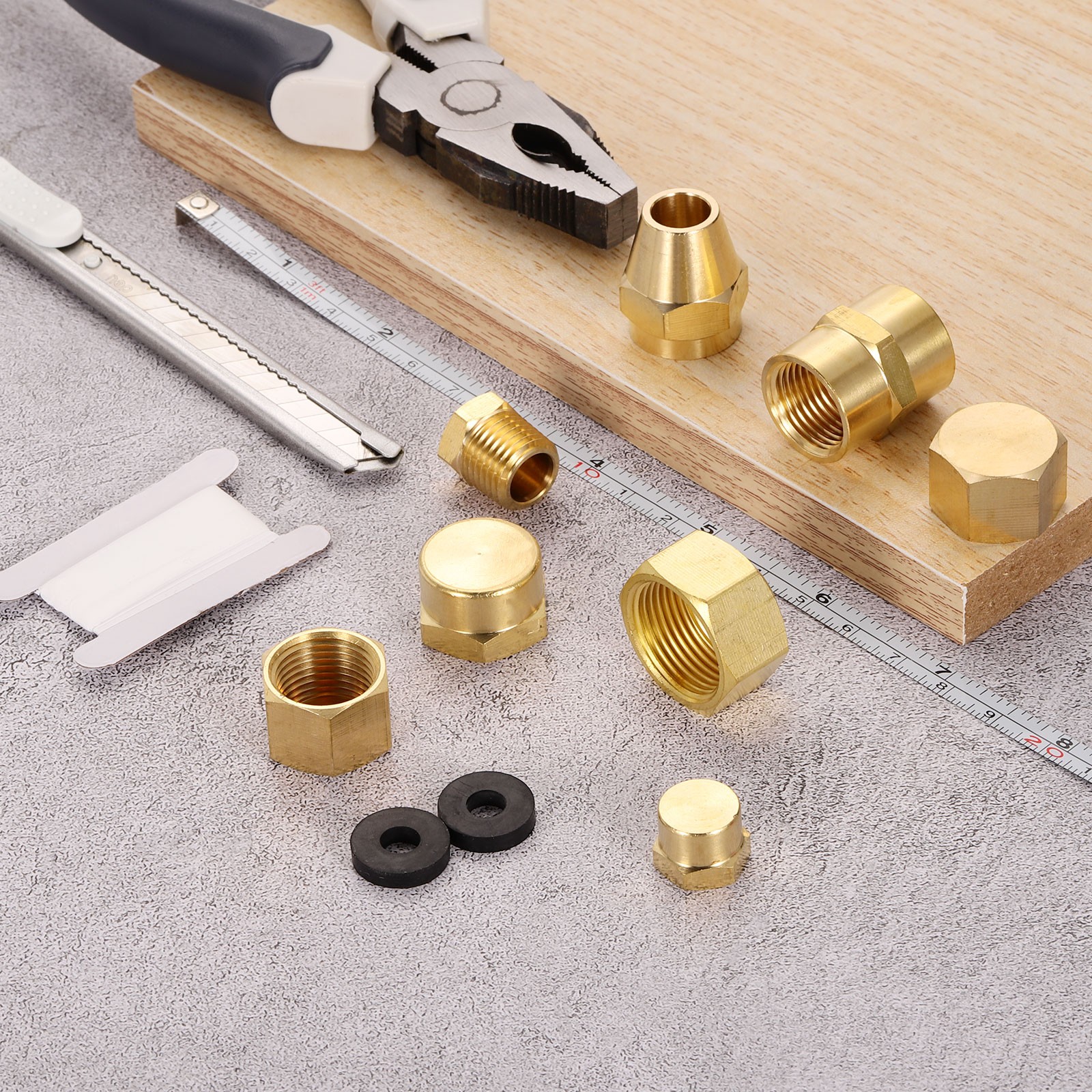6Pcs 1/4″ NPT Female Brass Pipe Fitting Cap Hex Head Tubing Thread Ends Cap